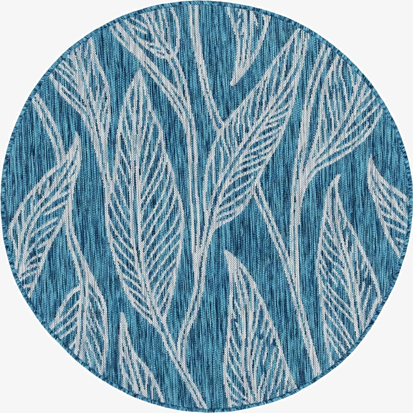  4' x 4'  Washable Botanical Indoor / Outdoor Round Rug