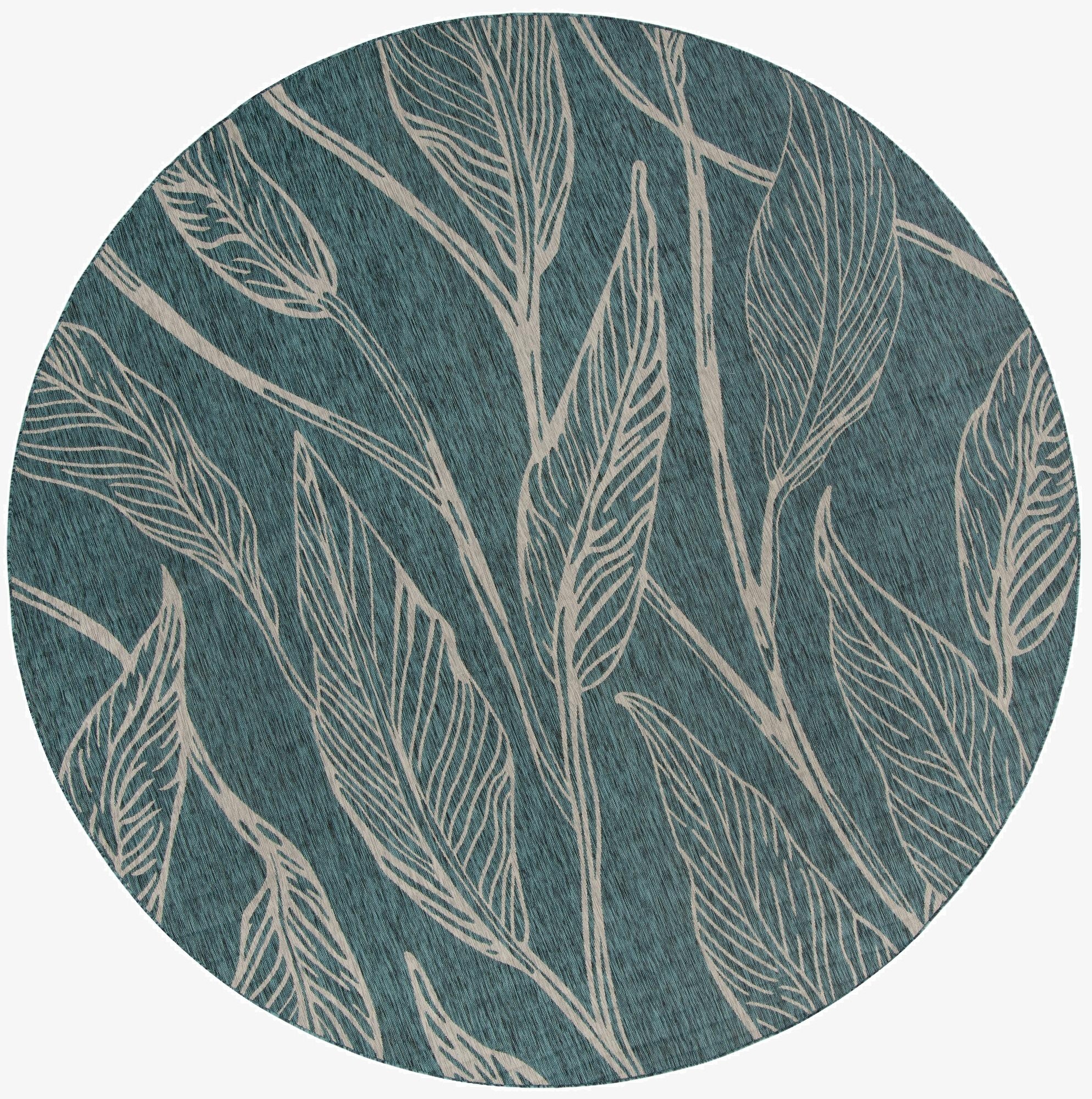  13' x 13'  Washable Botanical Indoor / Outdoor Round Rug