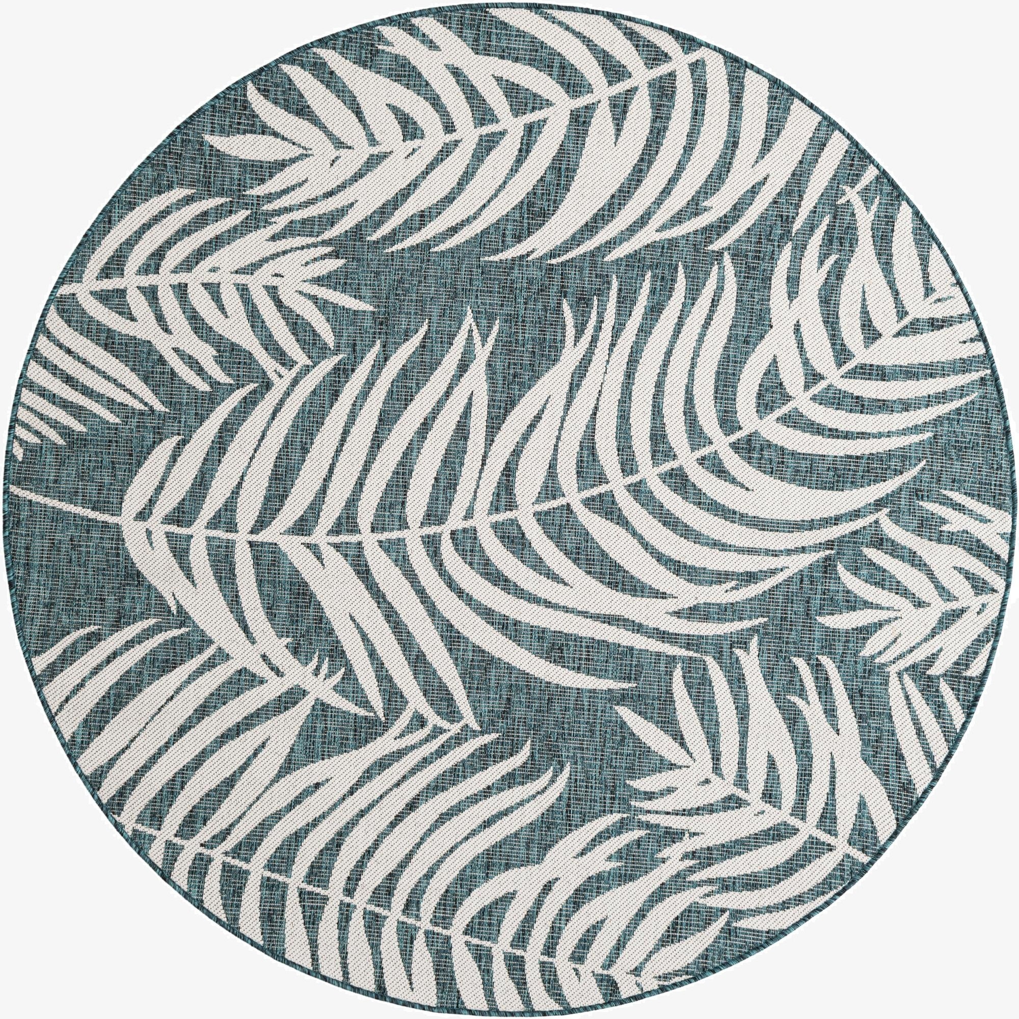  6' x 6'  Washable Botanical Indoor / Outdoor Round Rug