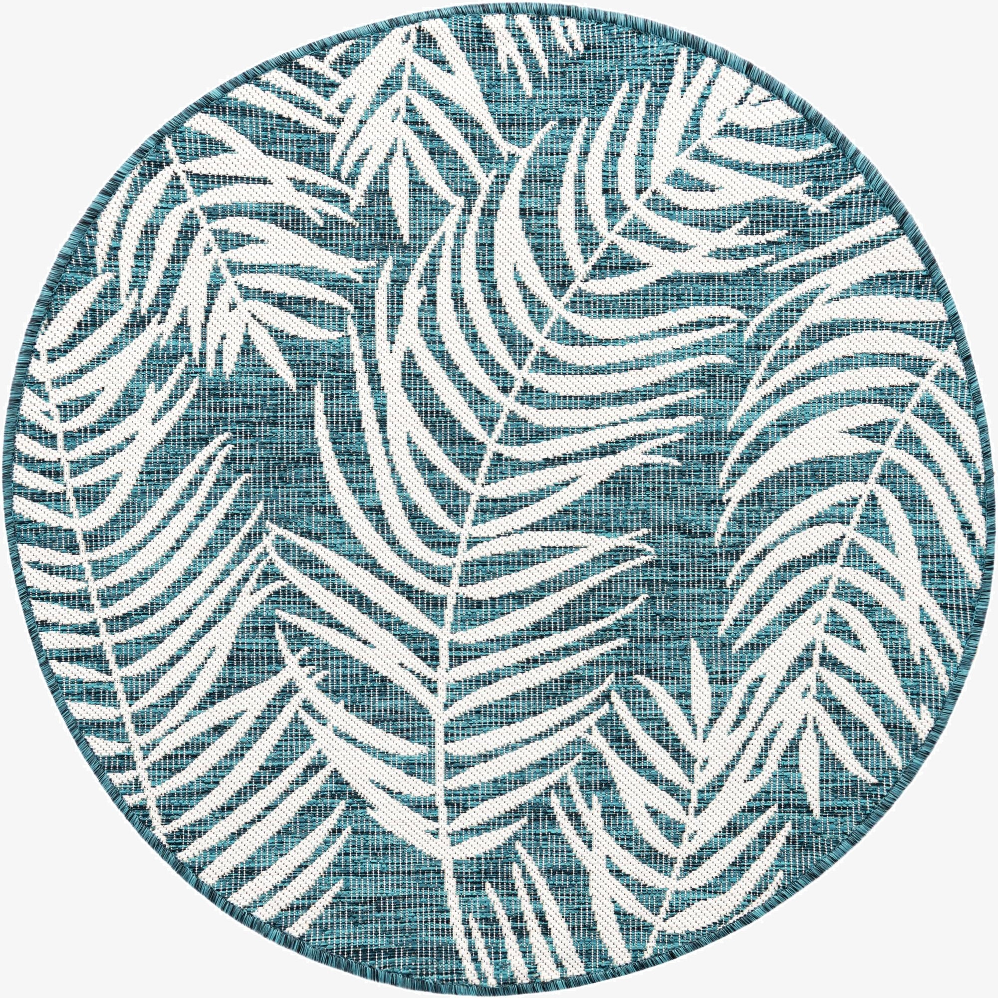  4' x 4'  Washable Botanical Indoor / Outdoor Round Rug