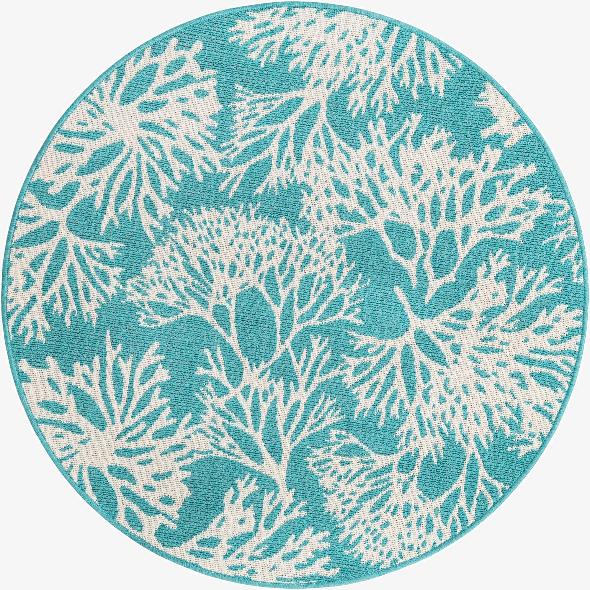  4' x 4'  Washable Coastal Indoor / Outdoor Round Rug