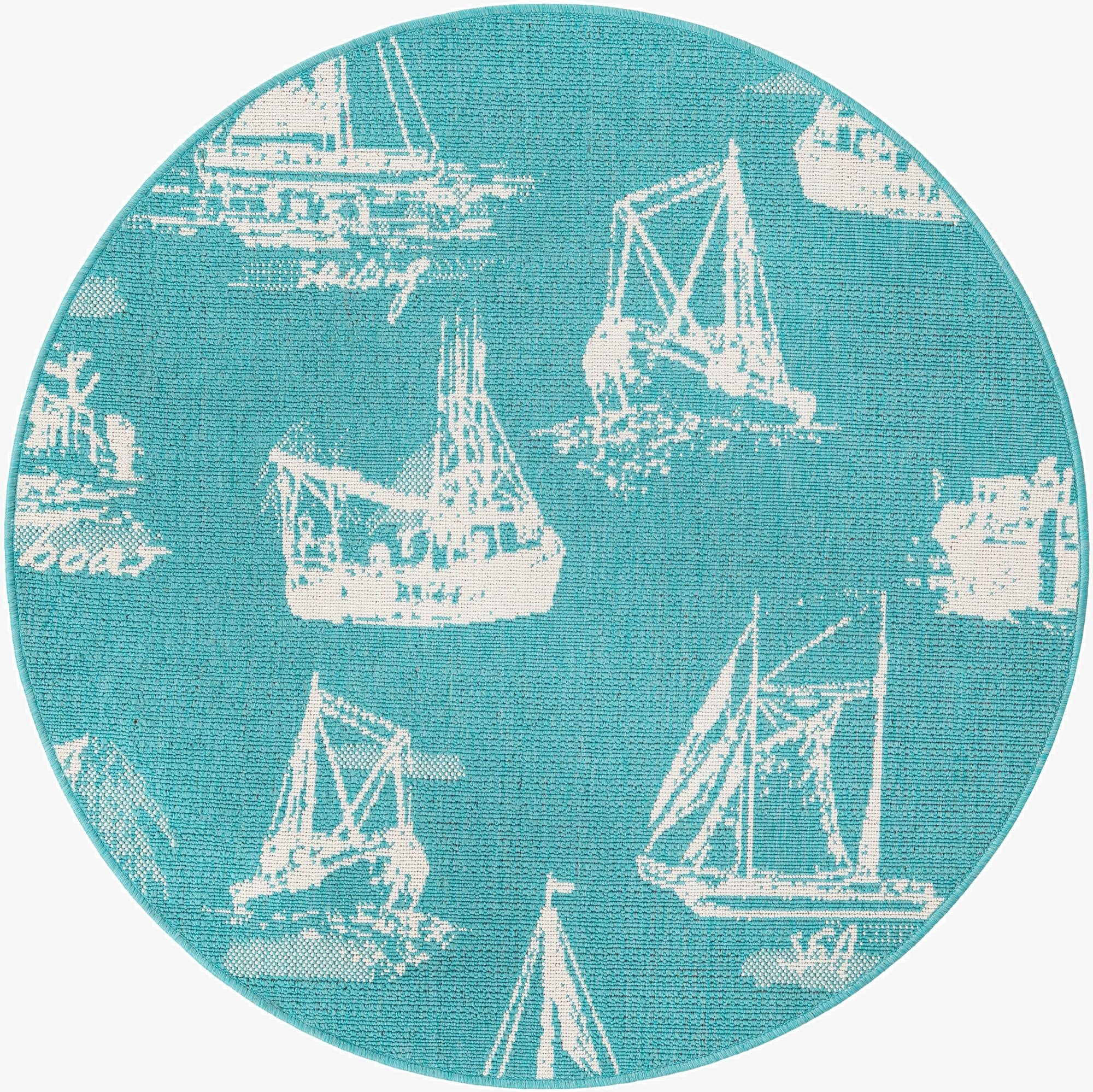  4' x 4'  Washable Coastal Indoor / Outdoor Round Rug