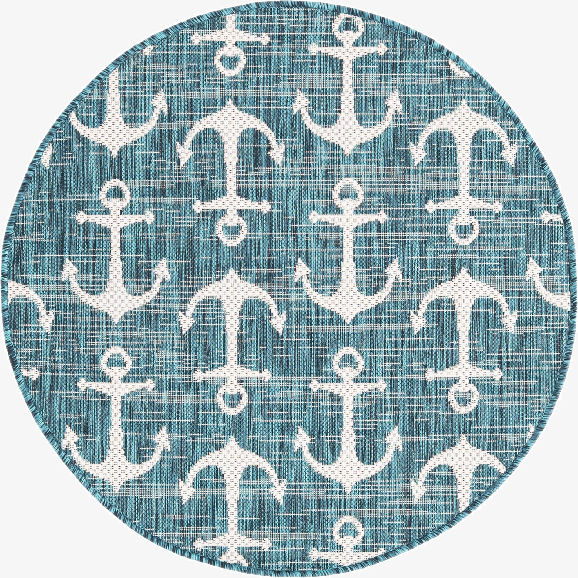  3' x 3'  Washable Coastal Indoor / Outdoor Round Rug