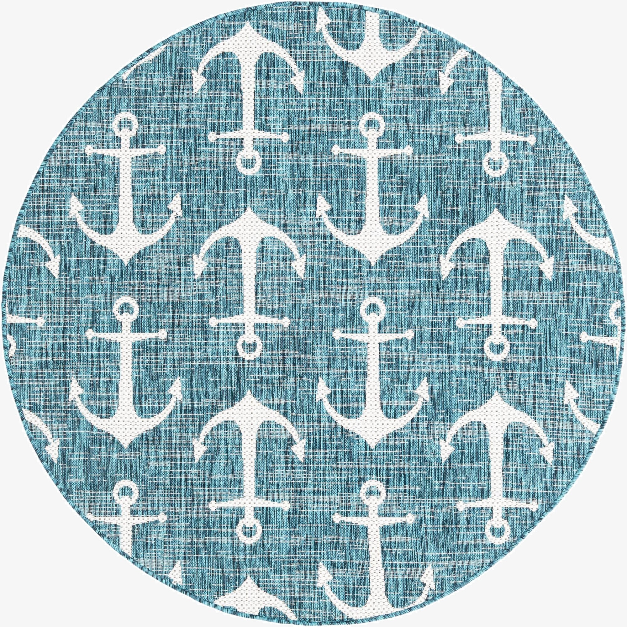  5' 3 x 5' 3  Washable Coastal Indoor / Outdoor Round Rug