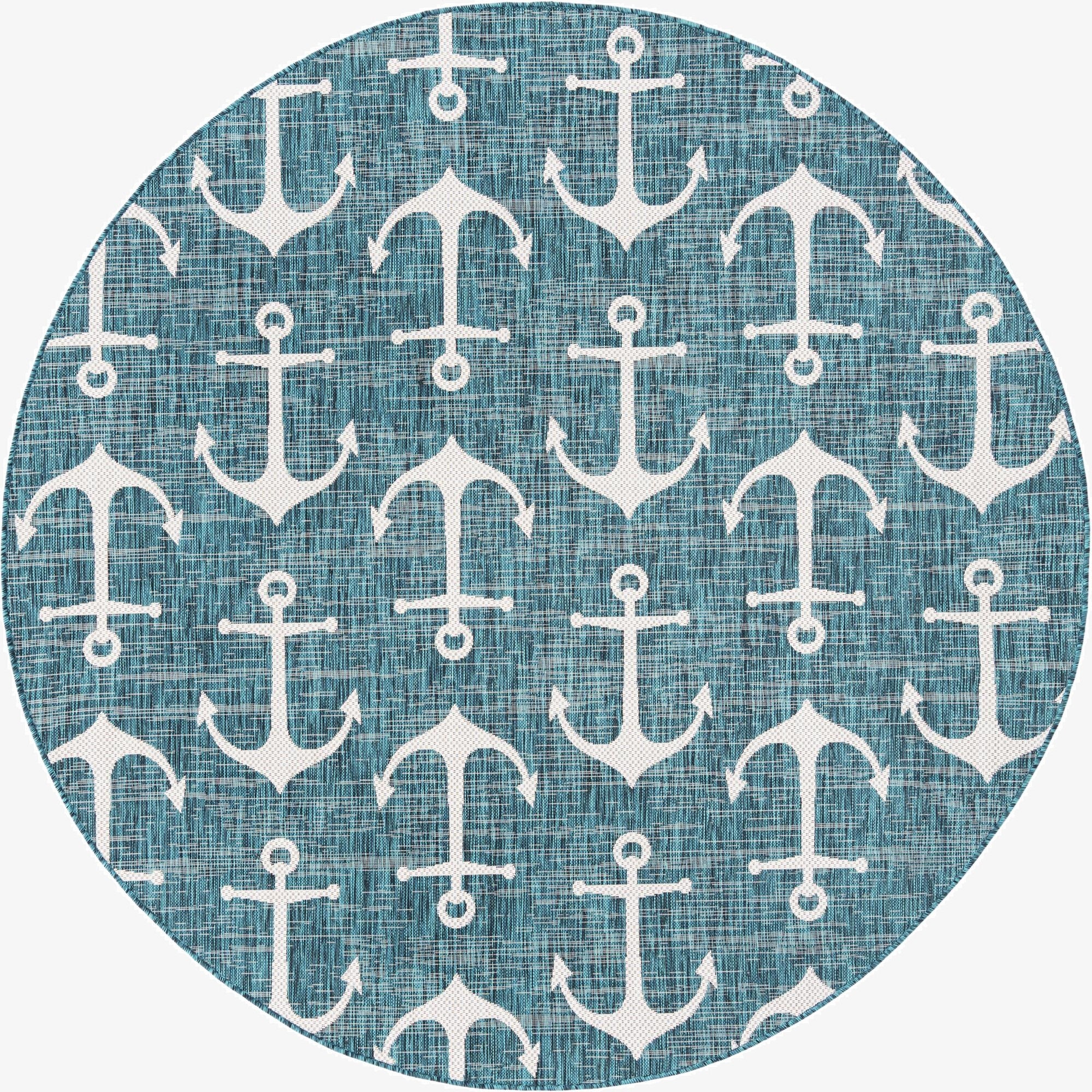  7' 10 x 7' 10  Washable Coastal Indoor / Outdoor Round Rug