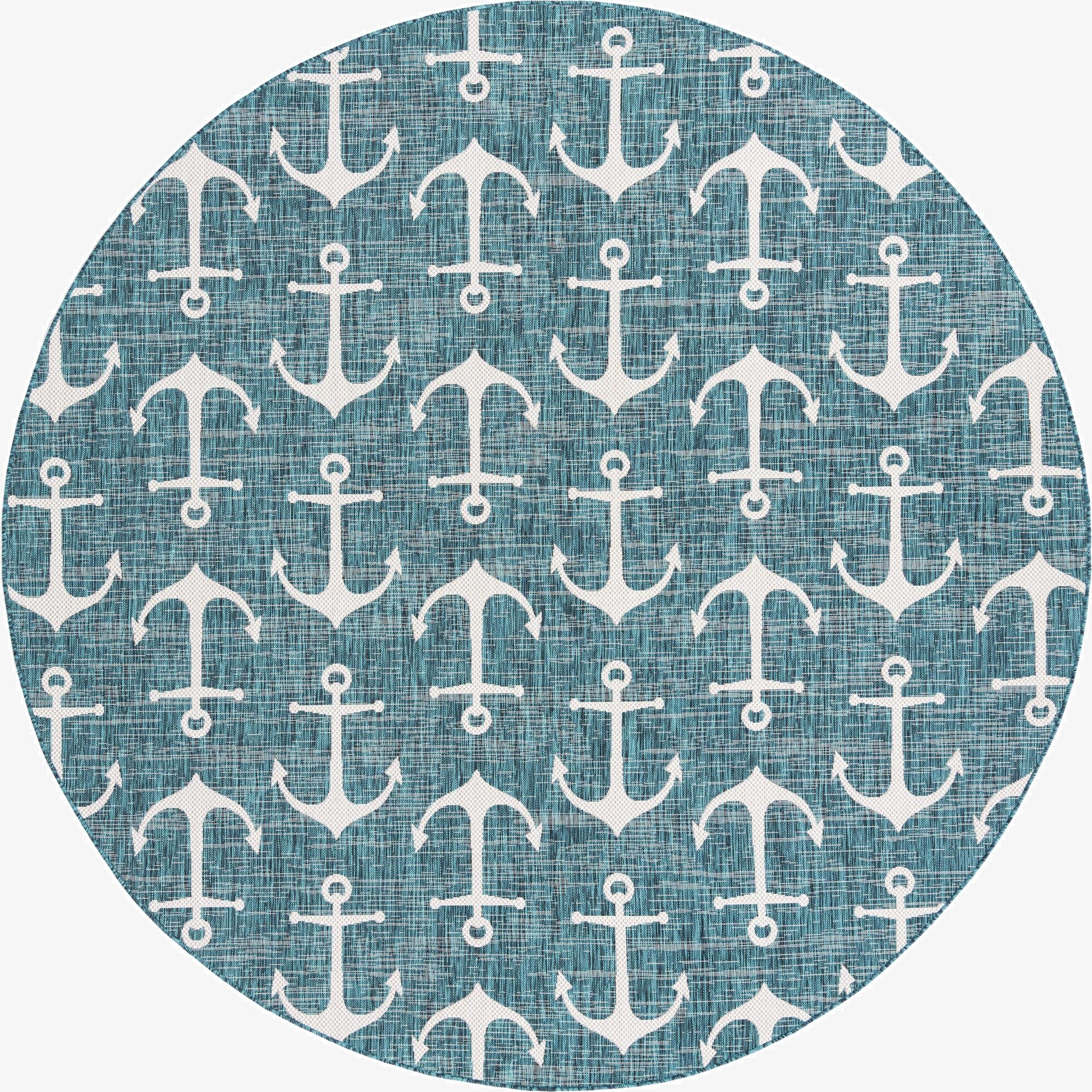  10' x 10'  Washable Coastal Indoor / Outdoor Round Rug