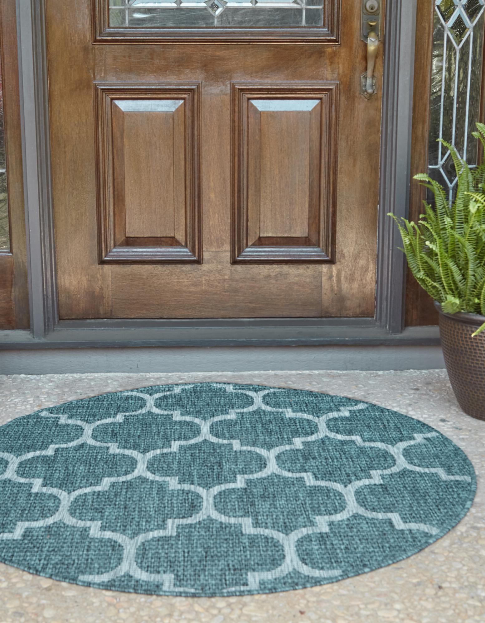  10' x 10'  Washable Lattice Indoor / Outdoor Round Rug