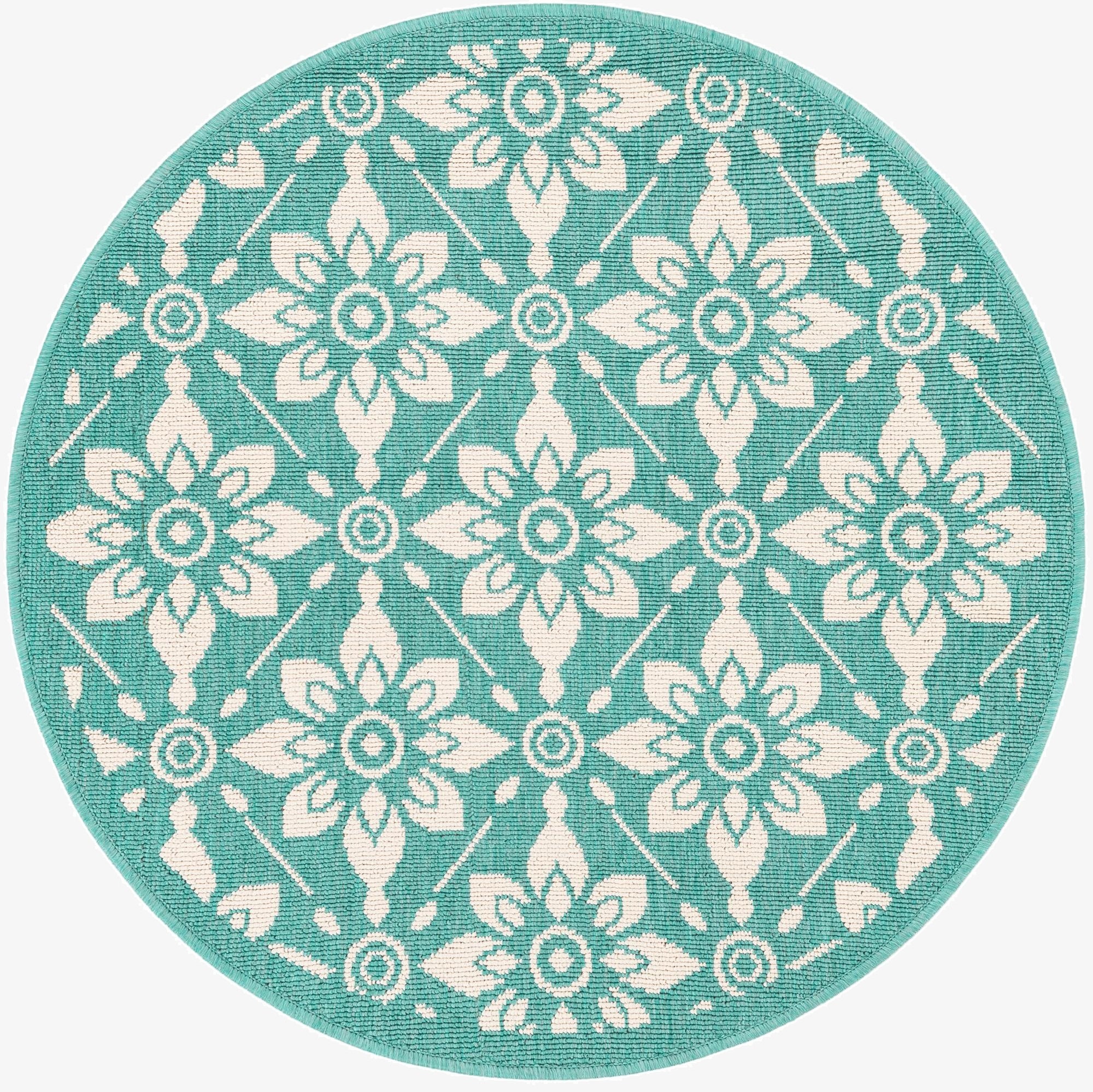  3' x 3'  Washable Lattice Indoor / Outdoor Round Rug