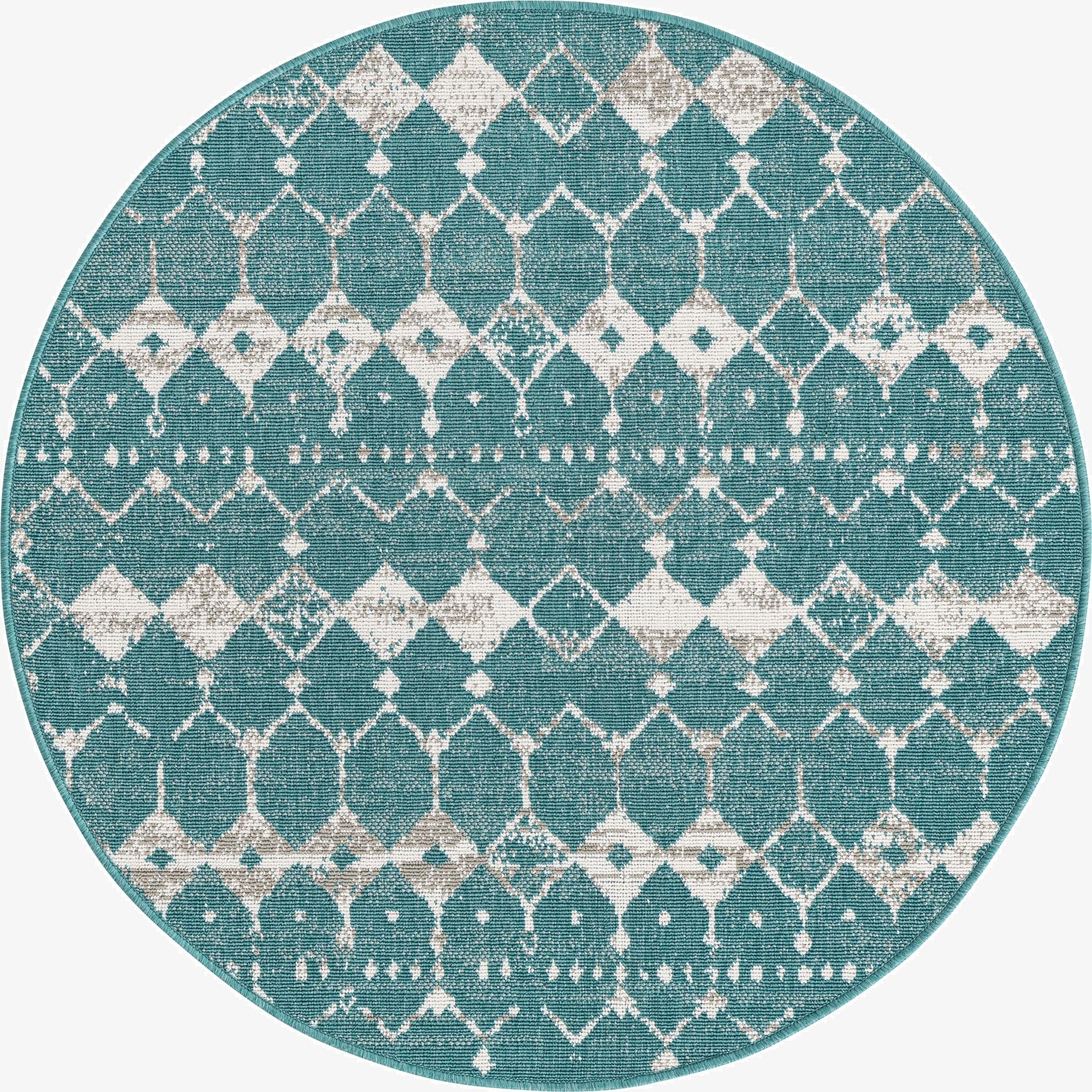  4' x 4'  Washable Lattice Indoor / Outdoor Round Rug
