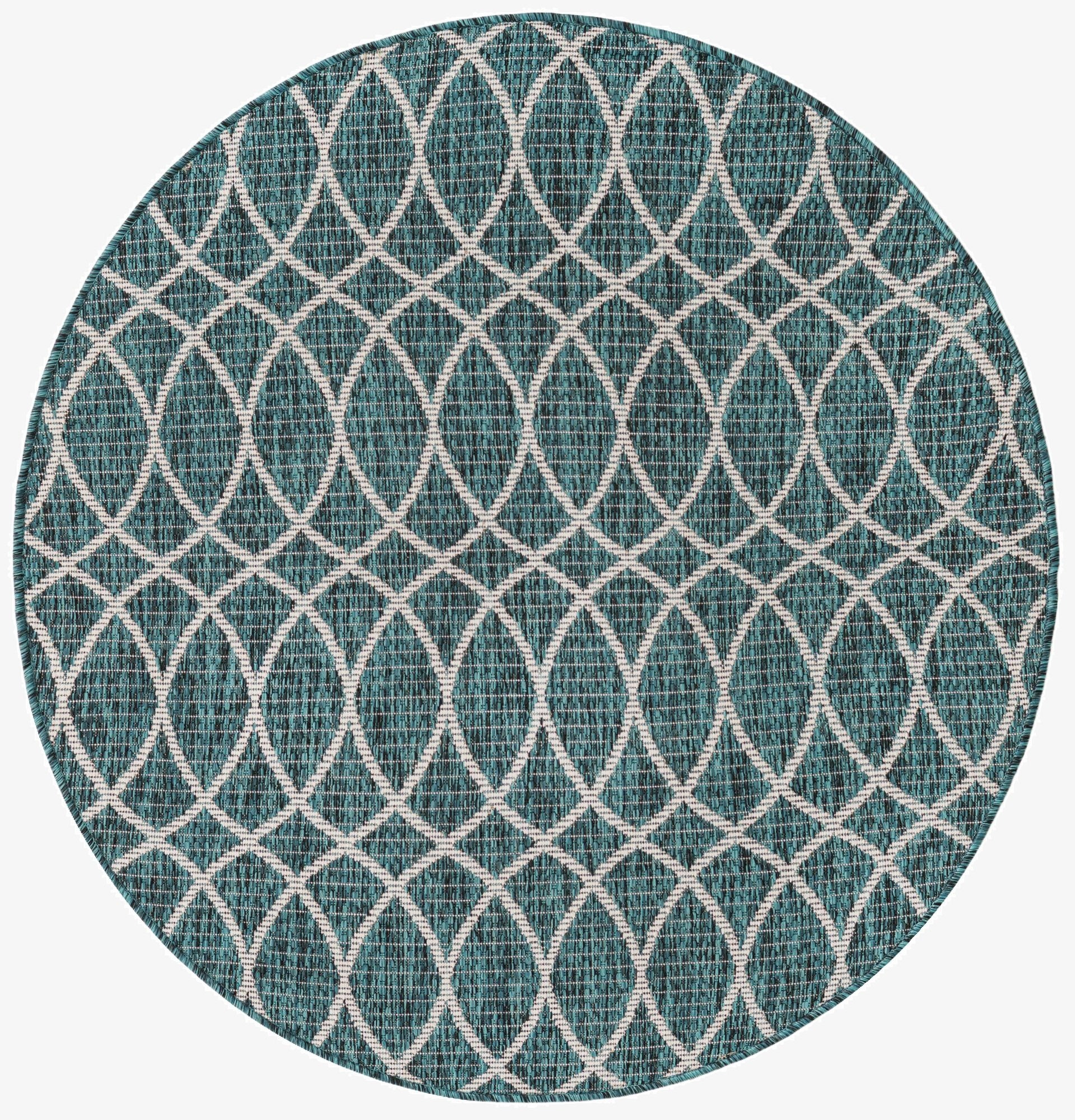  4' x 4'  Washable Lattice Indoor / Outdoor Round Rug