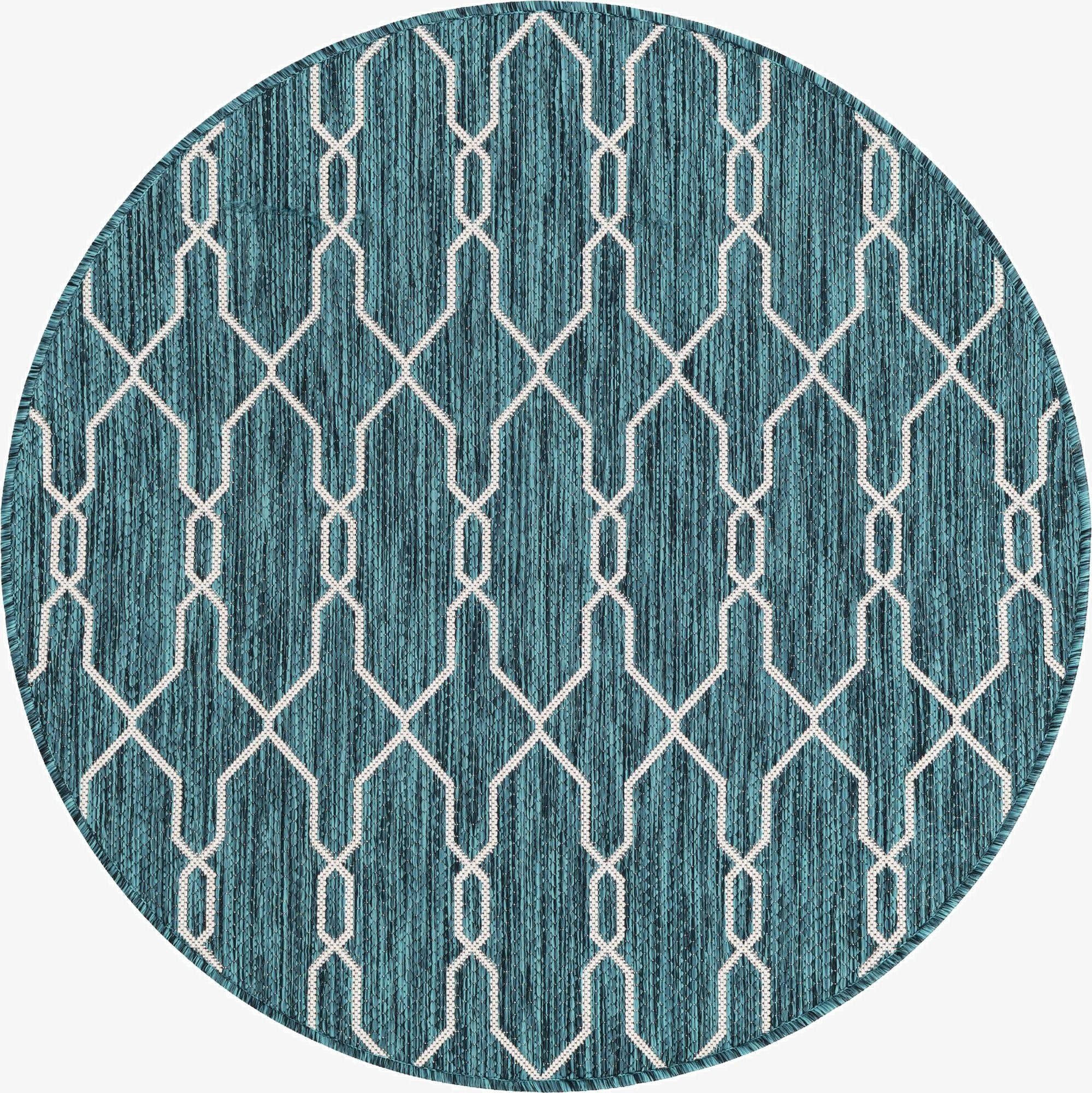  4' x 4'  Washable Lattice Indoor / Outdoor Round Rug