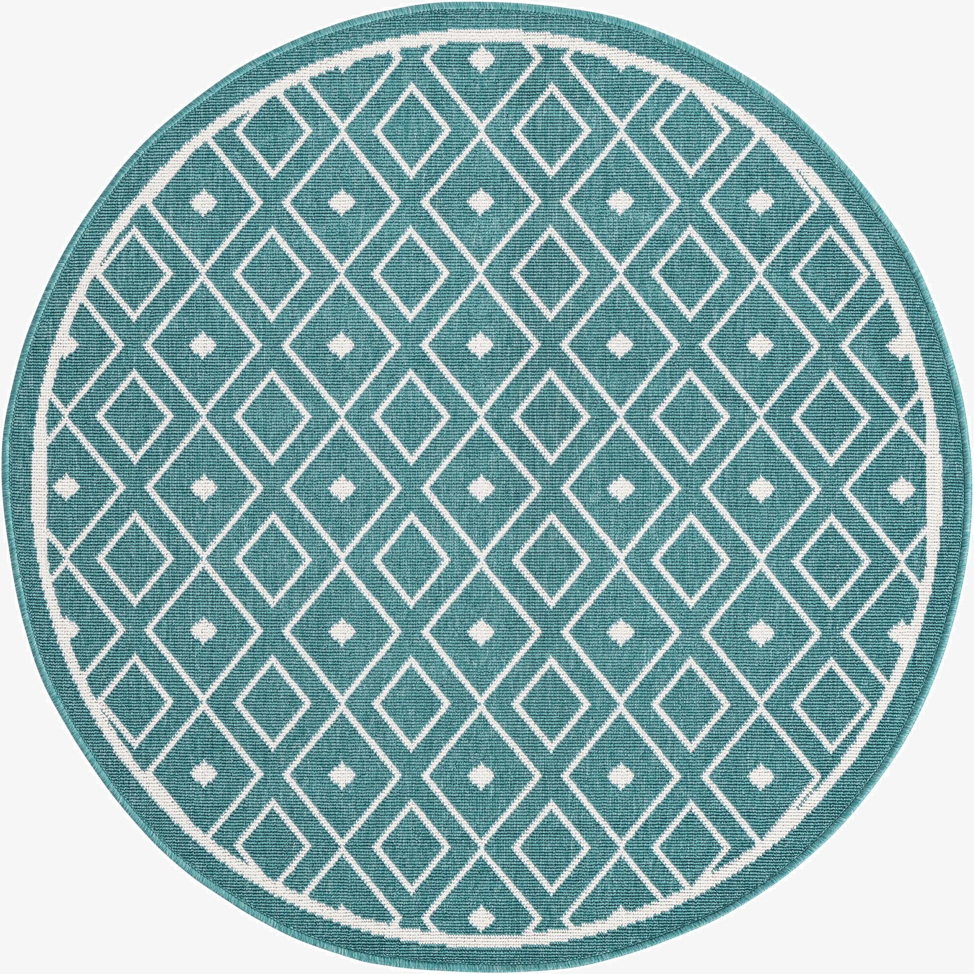  4' x 4'  Washable Lattice Indoor / Outdoor Round Rug