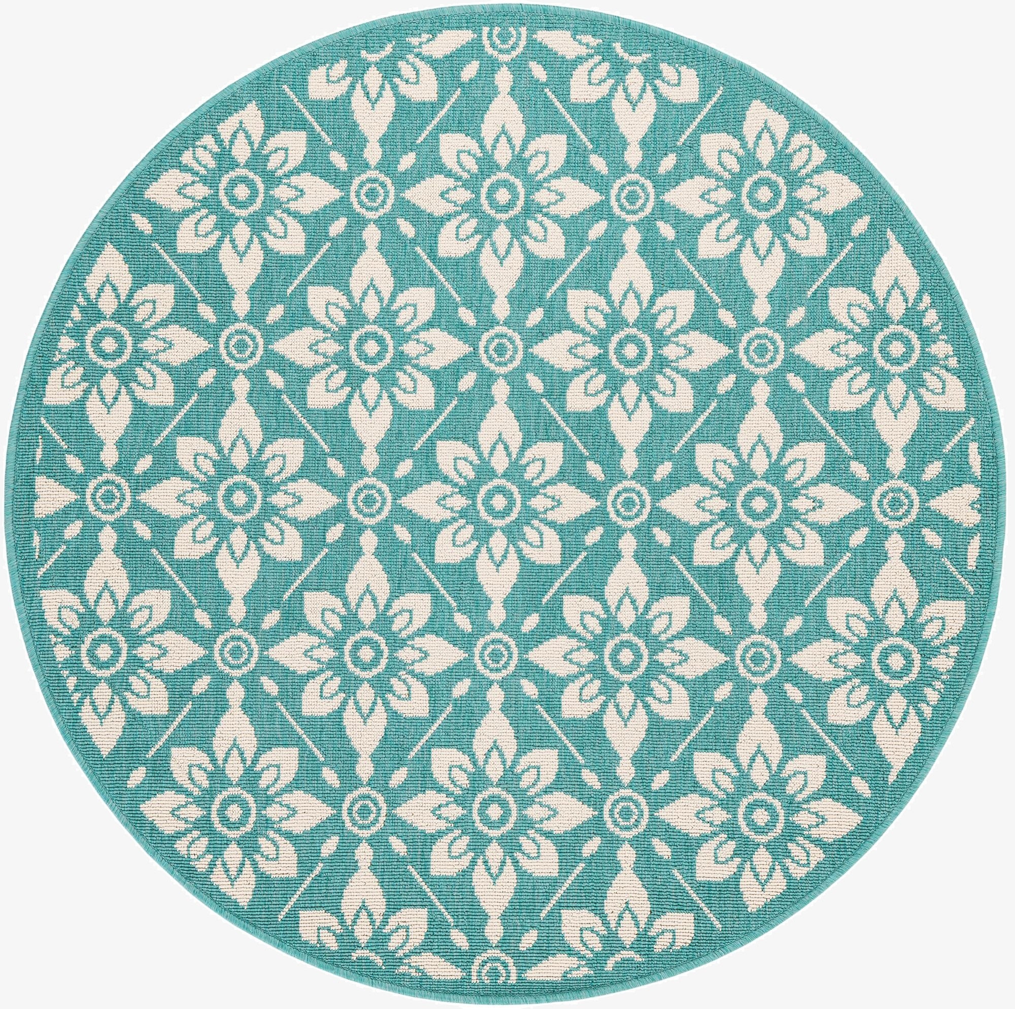  4' x 4'  Washable Lattice Indoor / Outdoor Round Rug