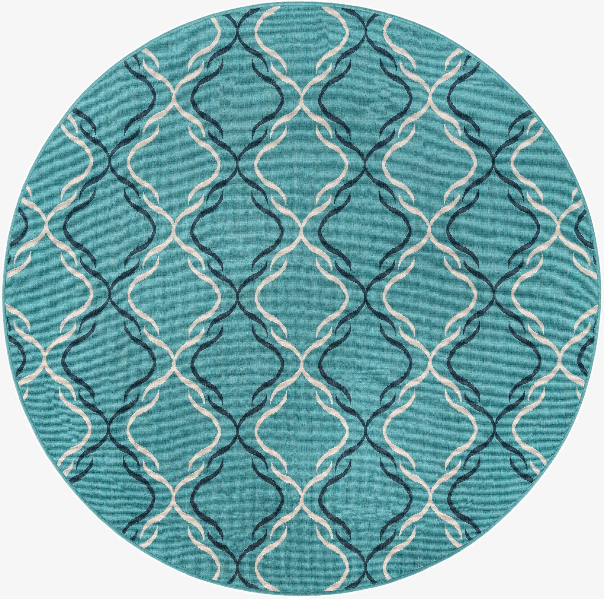  7' x 7'  Washable Lattice Indoor / Outdoor Round Rug