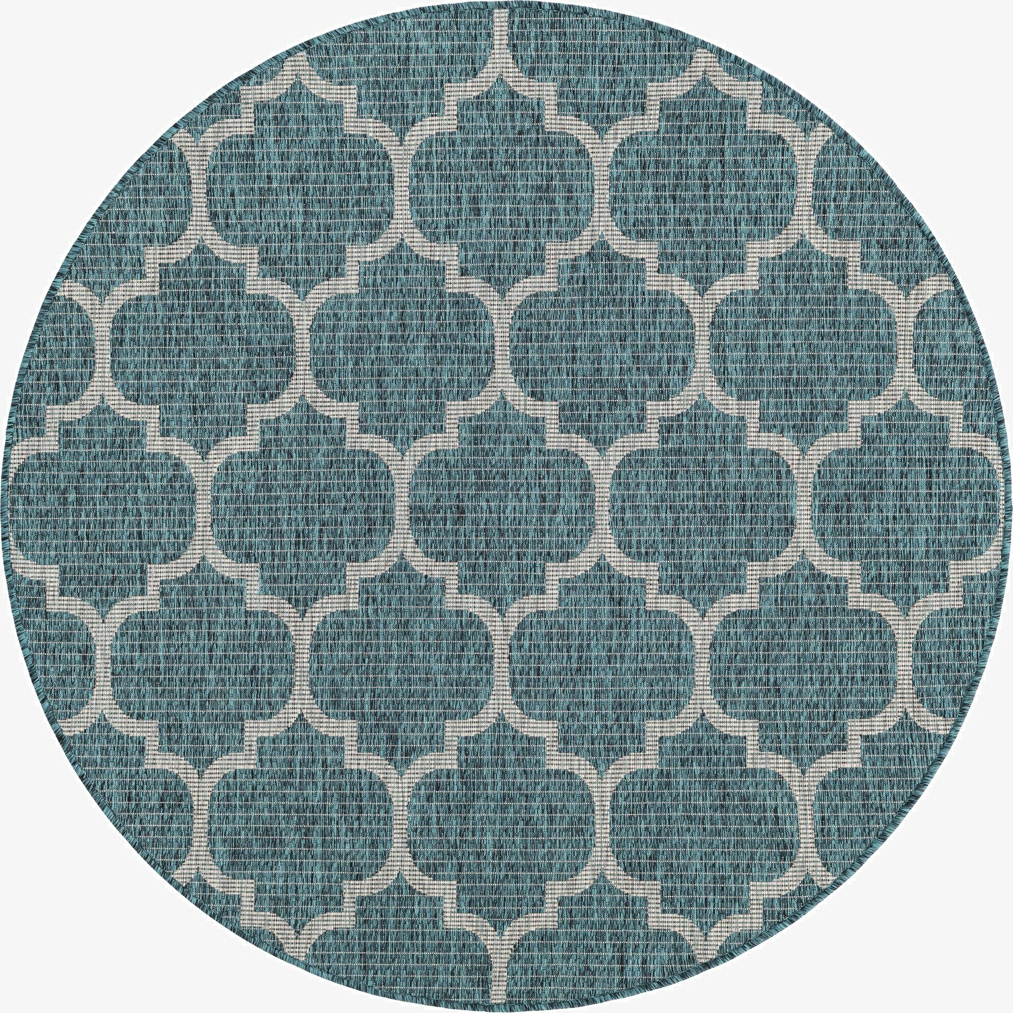  5' 3 x 5' 3  Washable Lattice Indoor / Outdoor Round Rug