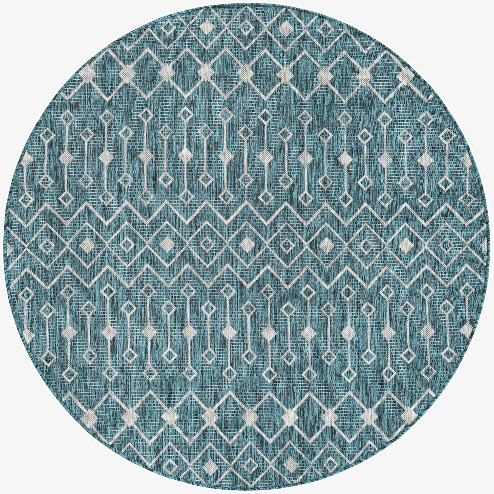  5' 3 x 5' 3  Washable Lattice Indoor / Outdoor Round Rug