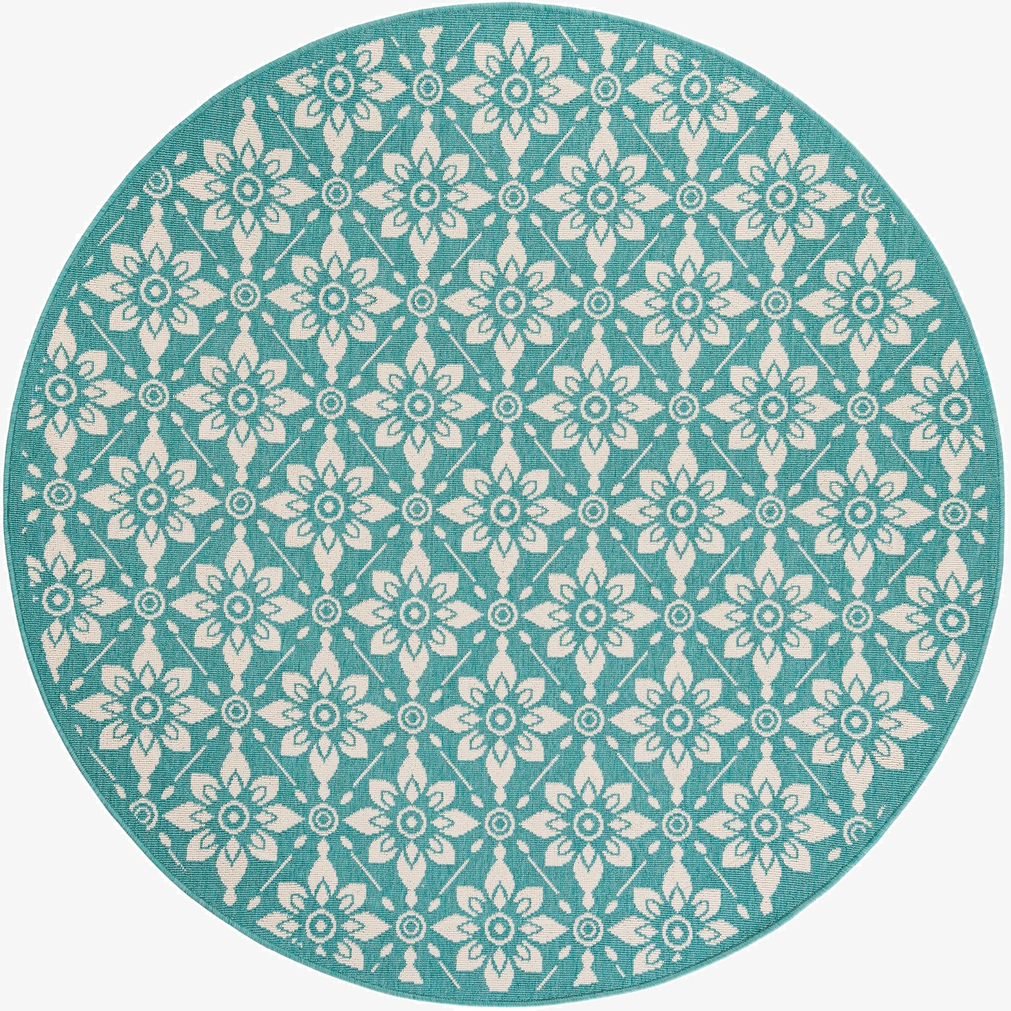  6' x 6'  Washable Lattice Indoor / Outdoor Round Rug