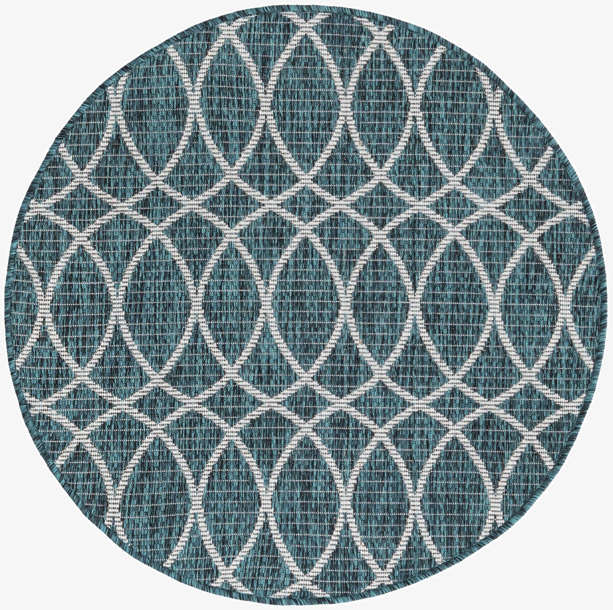  3' x 3'  Washable Lattice Indoor / Outdoor Round Rug
