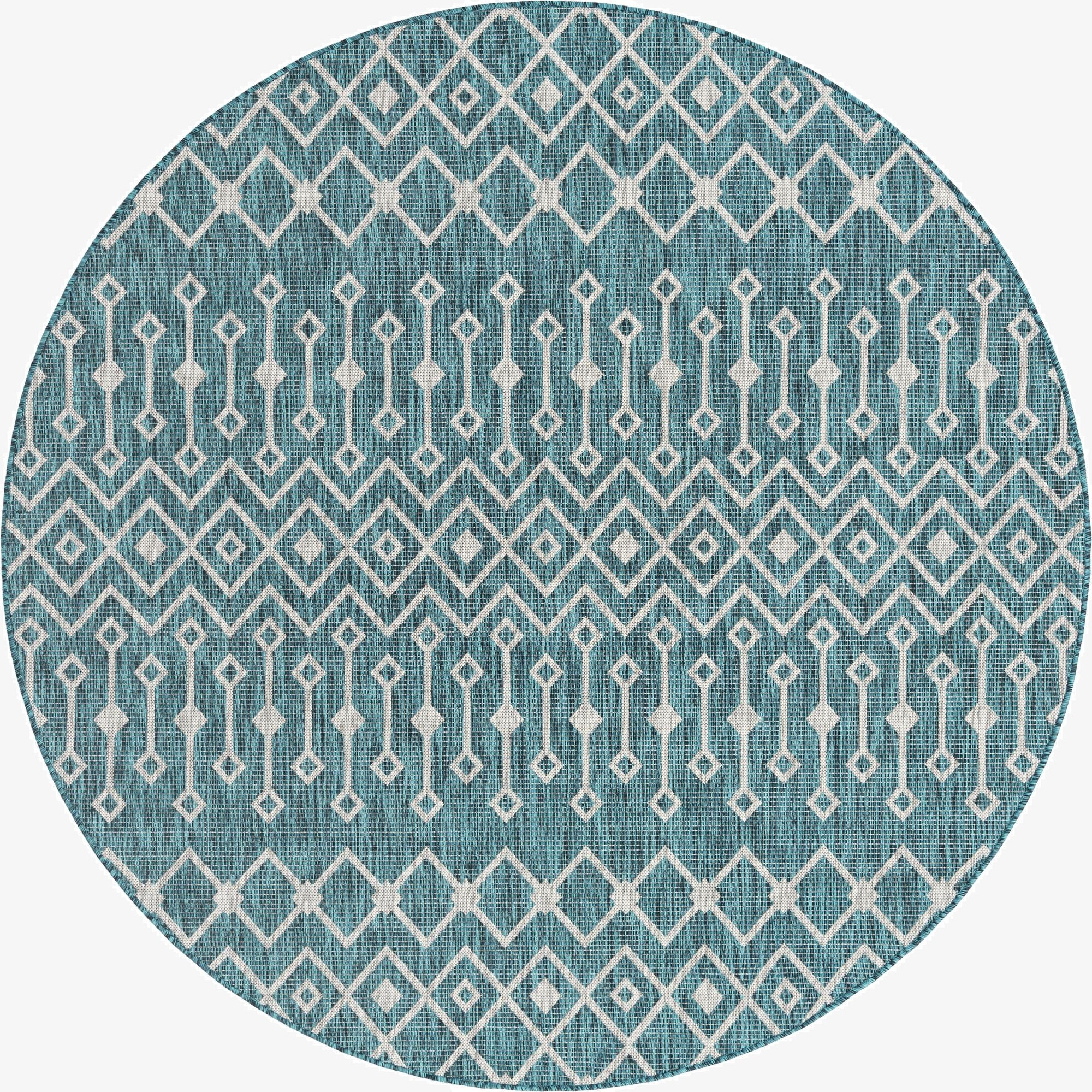  7' 10 x 7' 10  Washable Lattice Indoor / Outdoor Round Rug