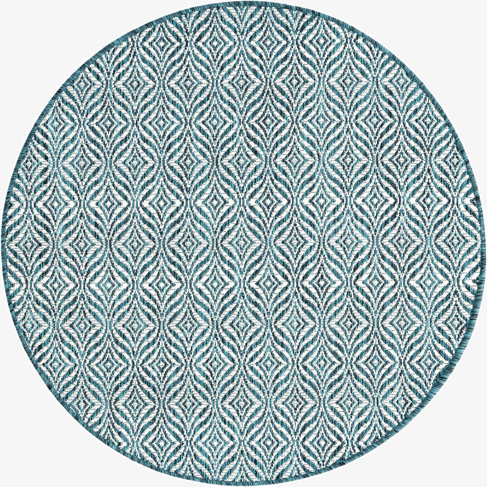  4' x 4'  Washable Lattice Indoor / Outdoor Round Rug