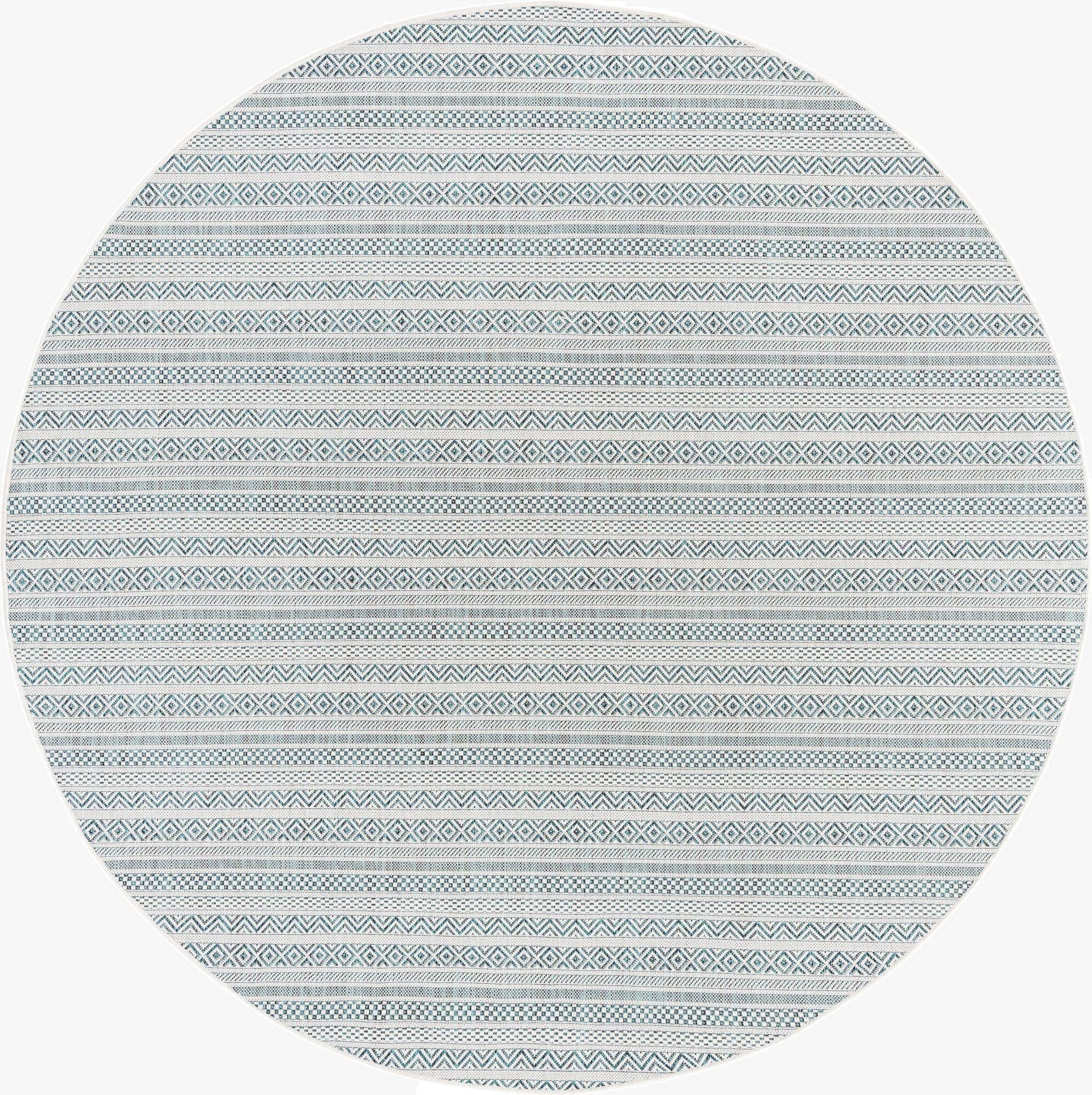  7' 10 x 7' 10  Washable Ribbon Indoor / Outdoor Round Rug