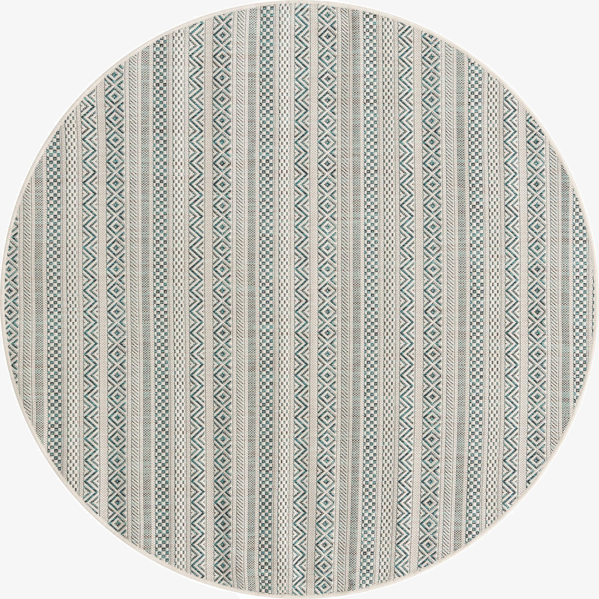  5' 3 x 5' 3  Washable Ribbon Indoor / Outdoor Round Rug
