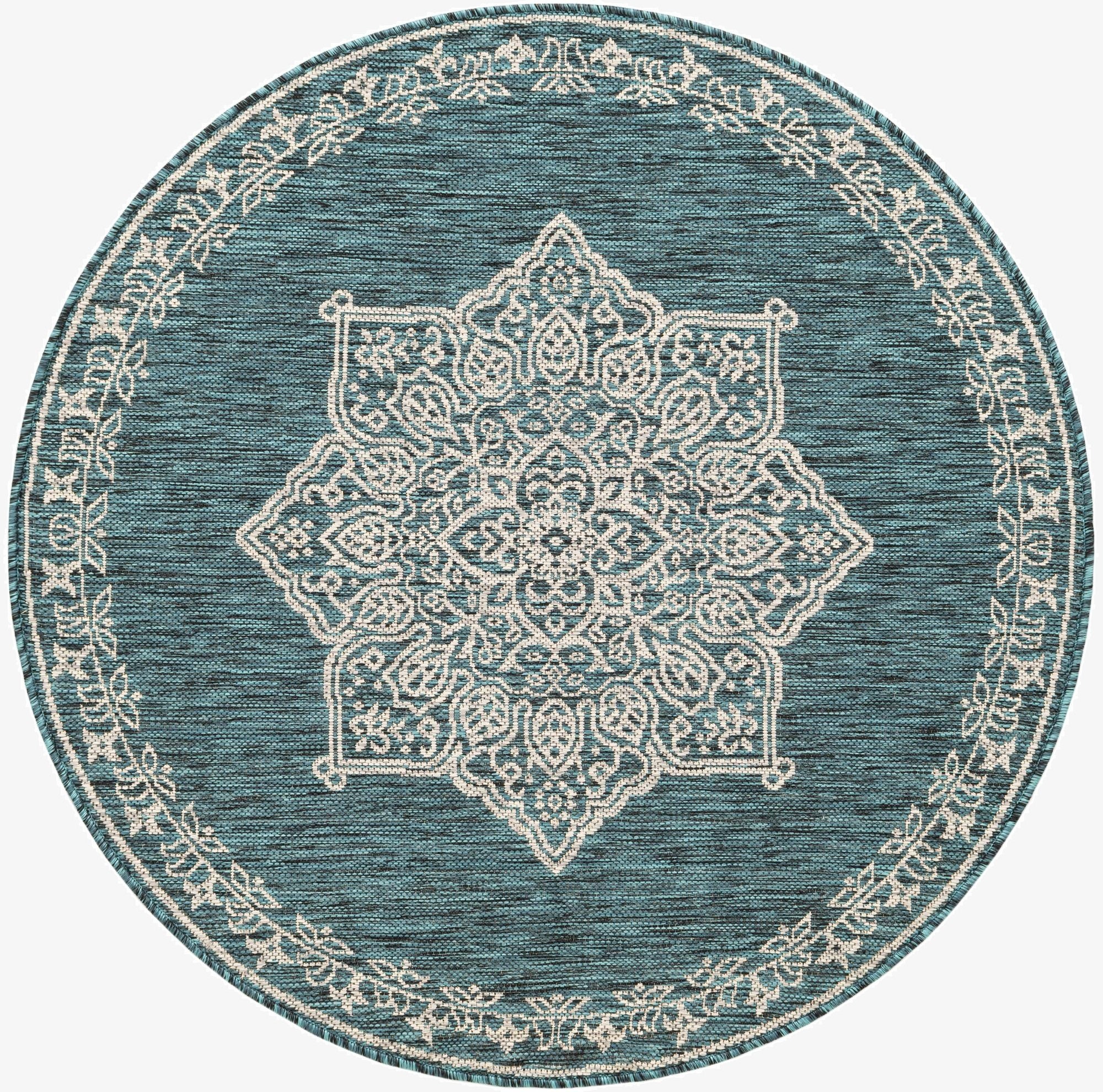  4' x 4'  Washable Traditional Indoor / Outdoor Round Rug