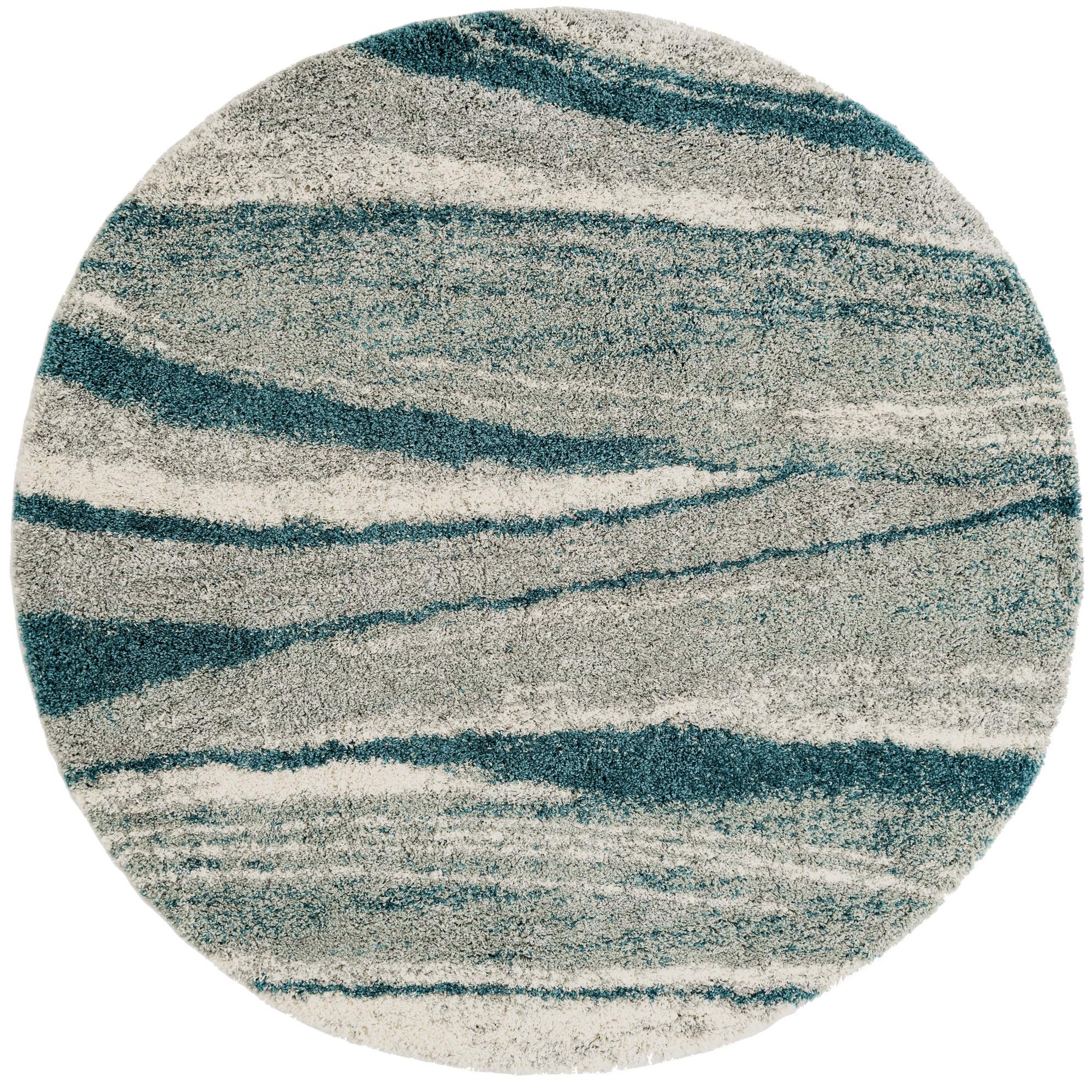 Teal 7' 10 x 7' 10 Soft Touch Shag Round Rug | Rugs.com