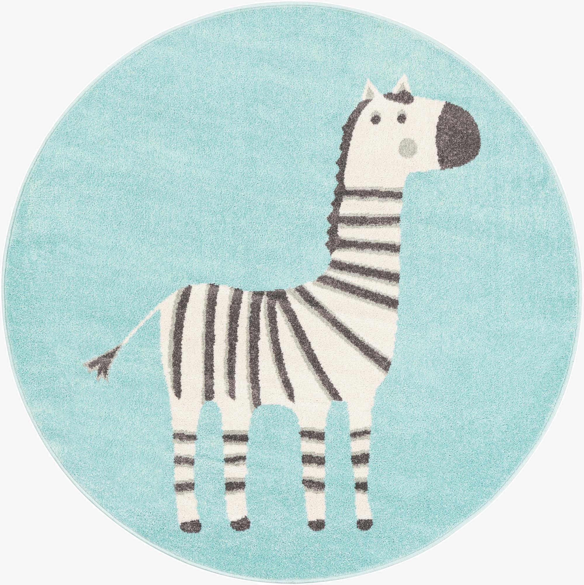  5' 3 x 5' 3 Zebra Whimsy Kids Round Rug