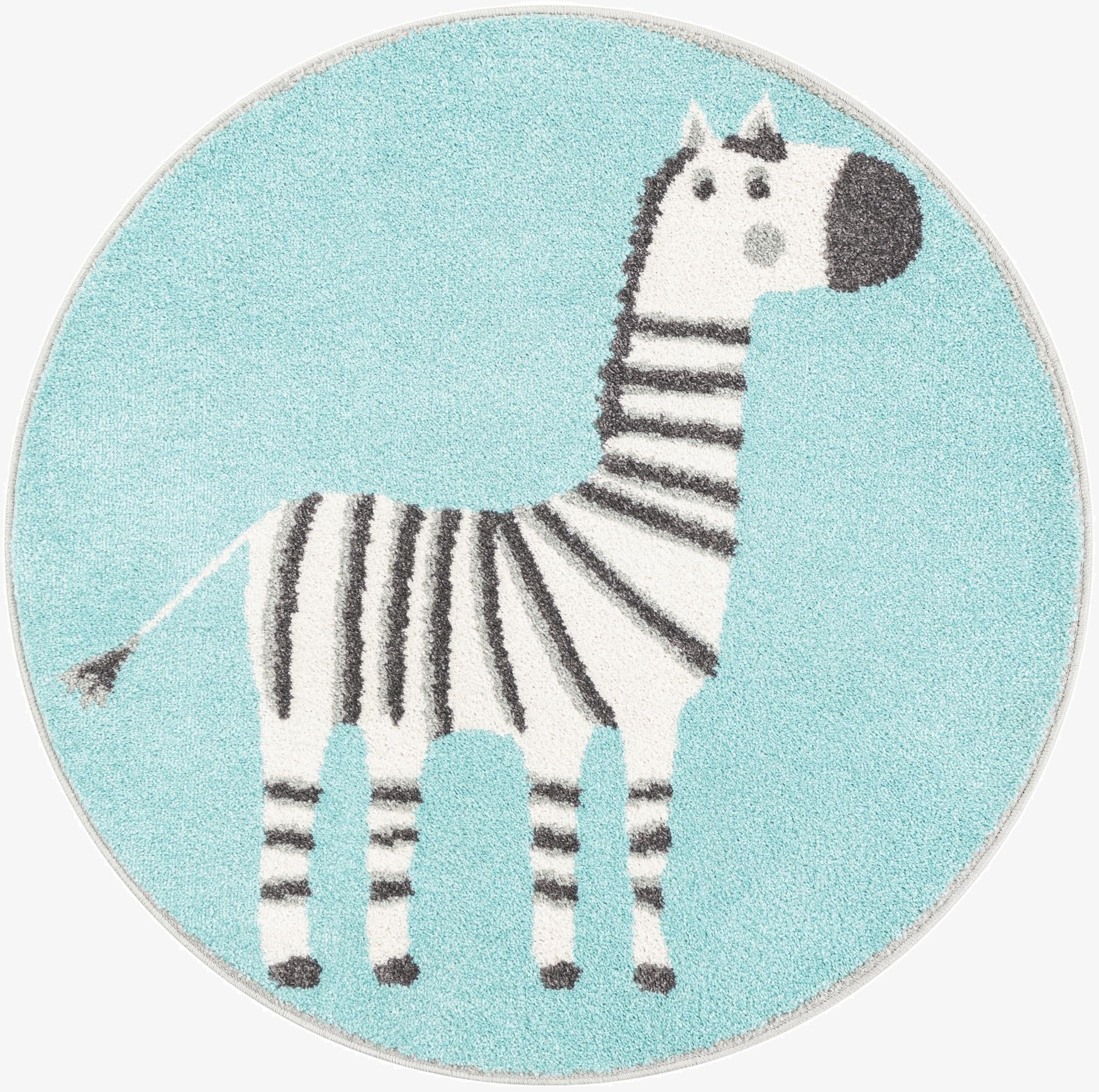  3' 3 x 3' 3 Zebra Whimsy Kids Round Rug