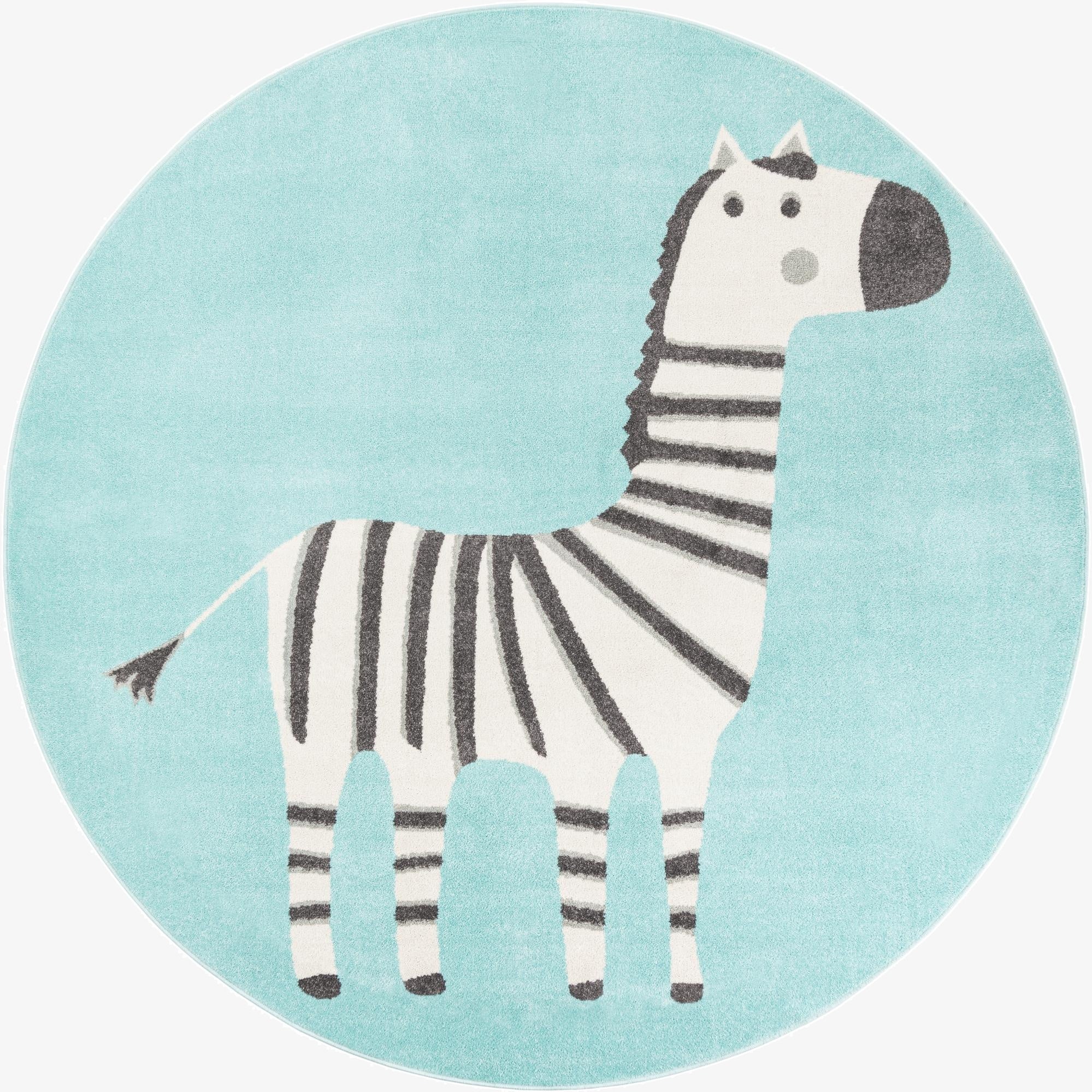  7' 10 x 7' 10 Zebra Whimsy Kids Round Rug