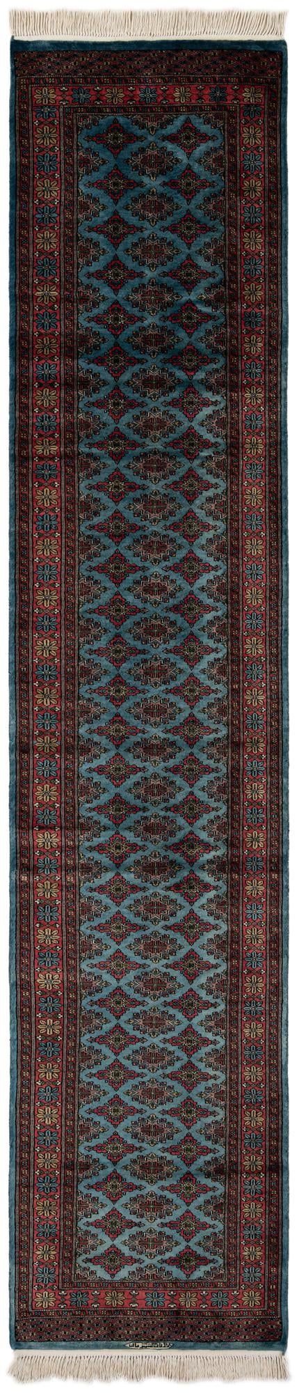 2' 7 x 12' 3  Hand Knotted Bokhara Oriental Wool Runner Rug