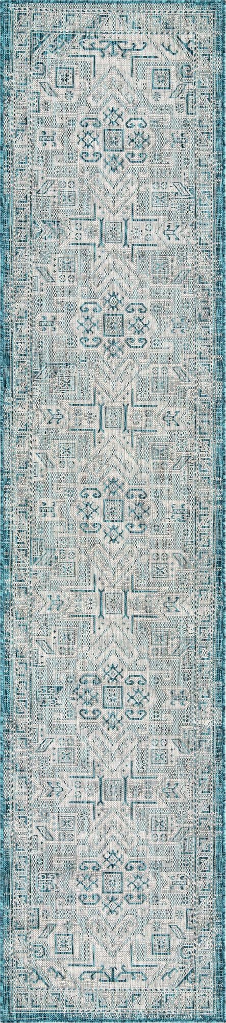  2' 7 x 12'  Washable Aztec Indoor / Outdoor Runner Rug