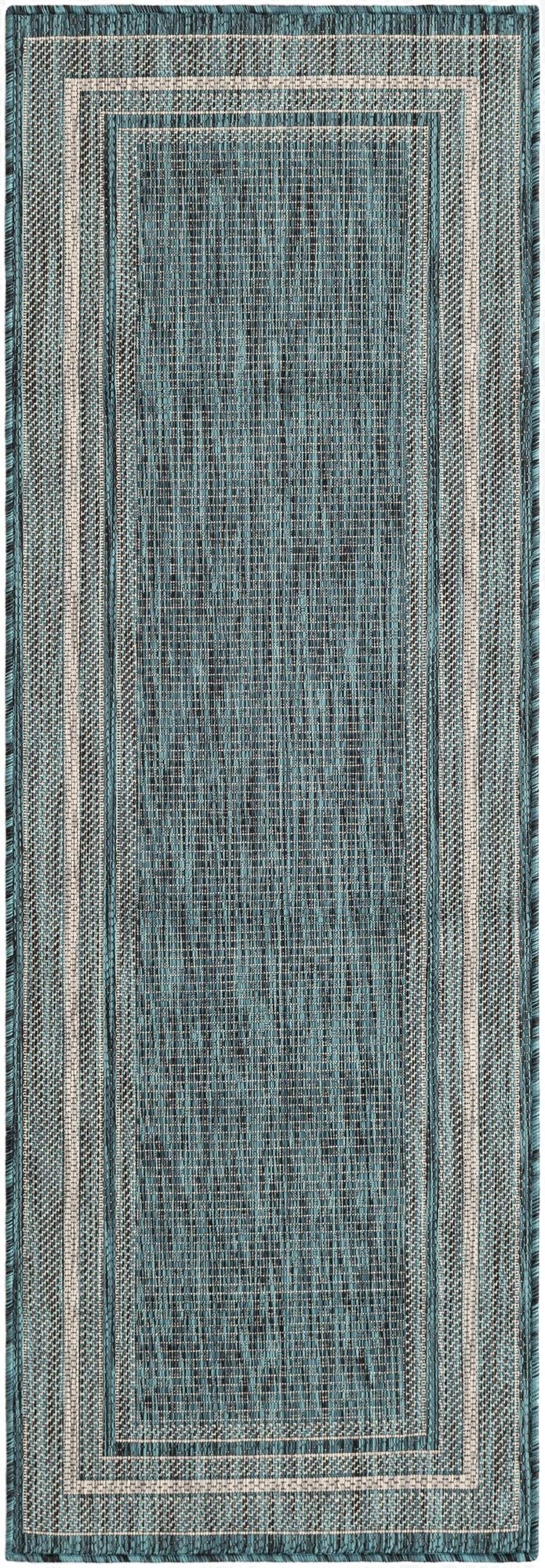  2' x 6'  Washable Border Indoor / Outdoor Runner Rug