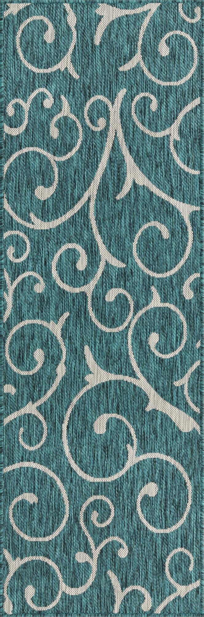  2' x 6'  Washable Botanical Indoor / Outdoor Runner Rug