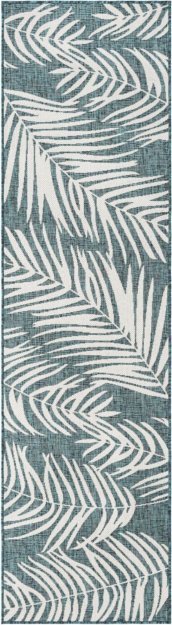  2' 7 x 10'  Washable Botanical Indoor / Outdoor Runner Rug