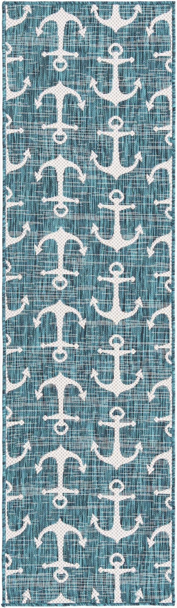  2' x 8'  Washable Coastal Indoor / Outdoor Runner Rug