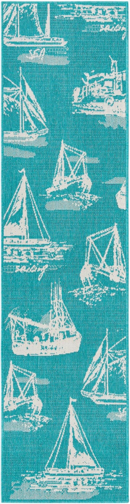  2' x 8'  Washable Coastal Indoor / Outdoor Runner Rug