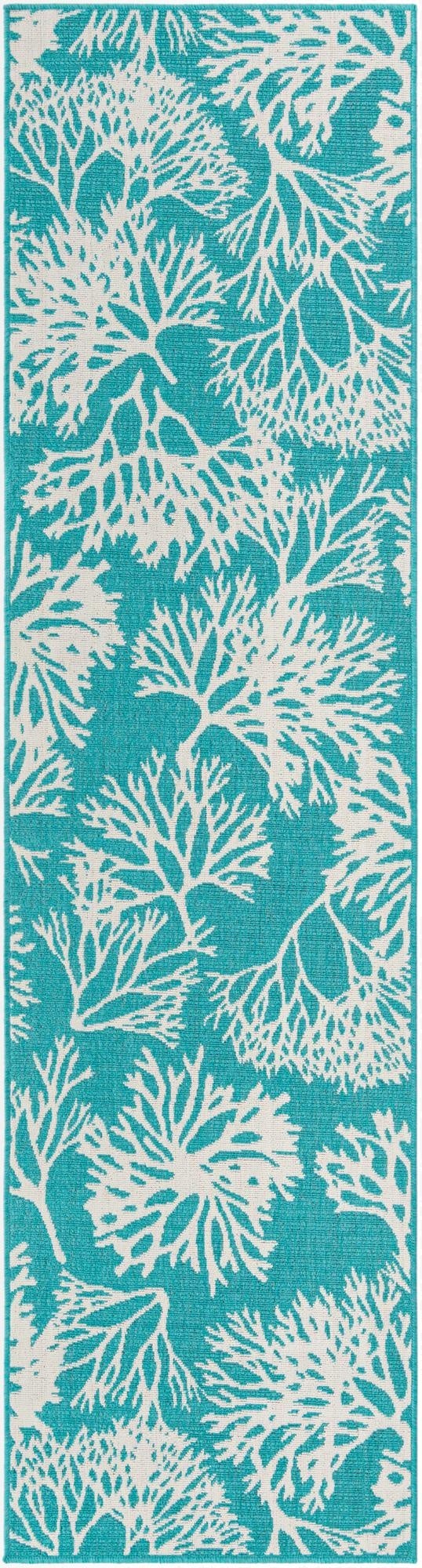  2' 7 x 10'  Washable Coastal Indoor / Outdoor Runner Rug