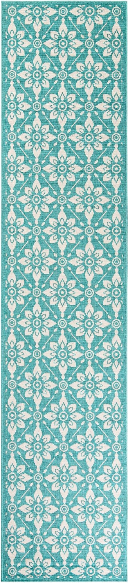  2' 7 x 12'  Washable Lattice Indoor / Outdoor Runner Rug