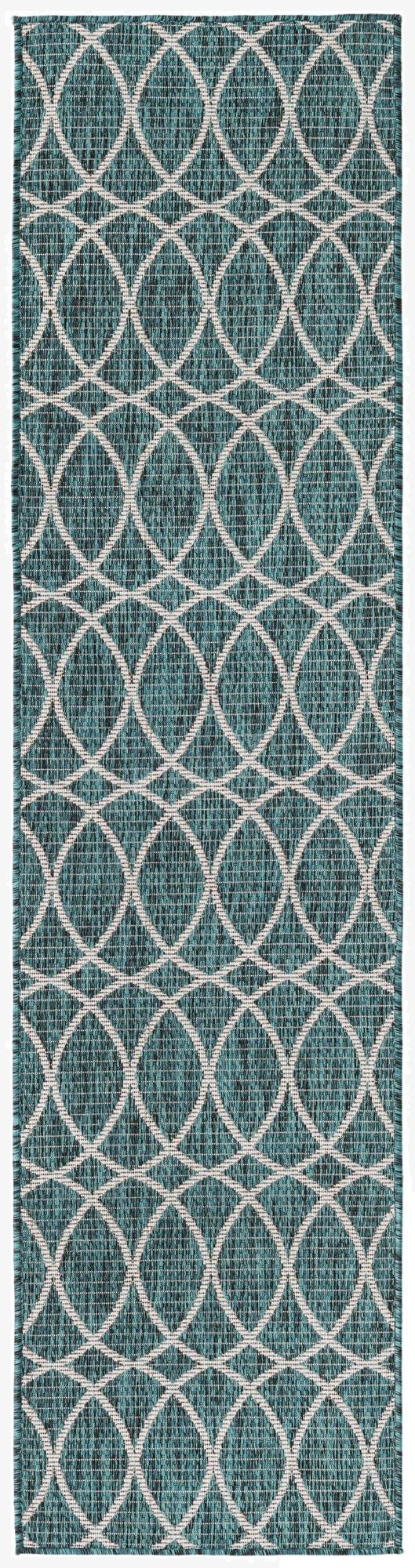  2' x 7' 10  Washable Lattice Indoor / Outdoor Runner Rug