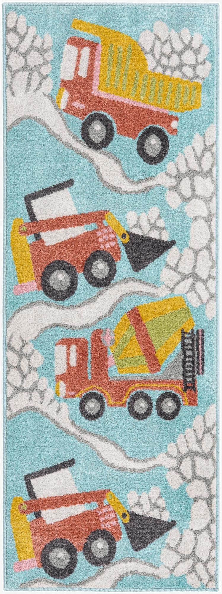  2' 2 x 6' Construction Whimsy Kids Runner Rug