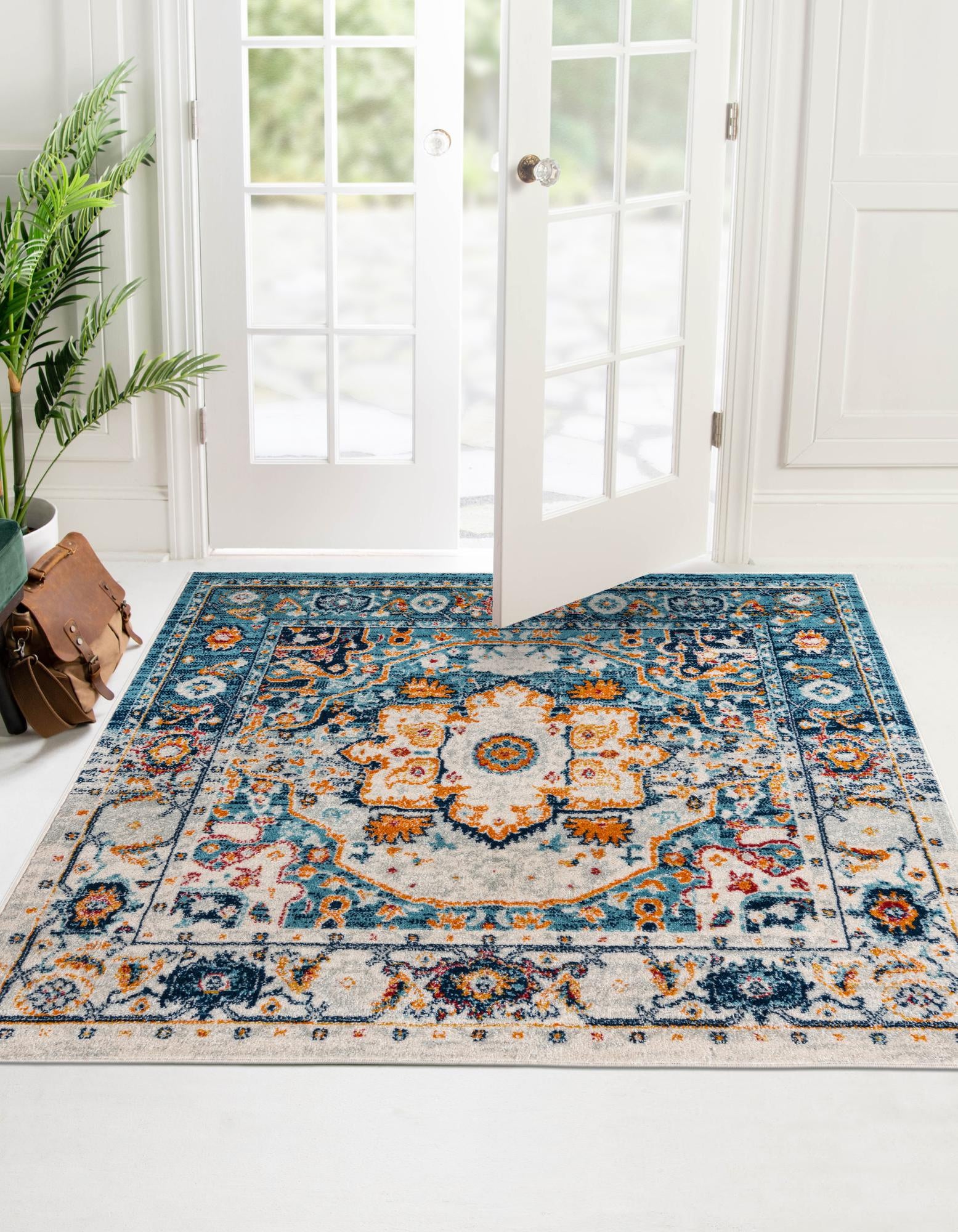 Teal 5' 3 x 5' 3 Madeline Vintage Square Rug