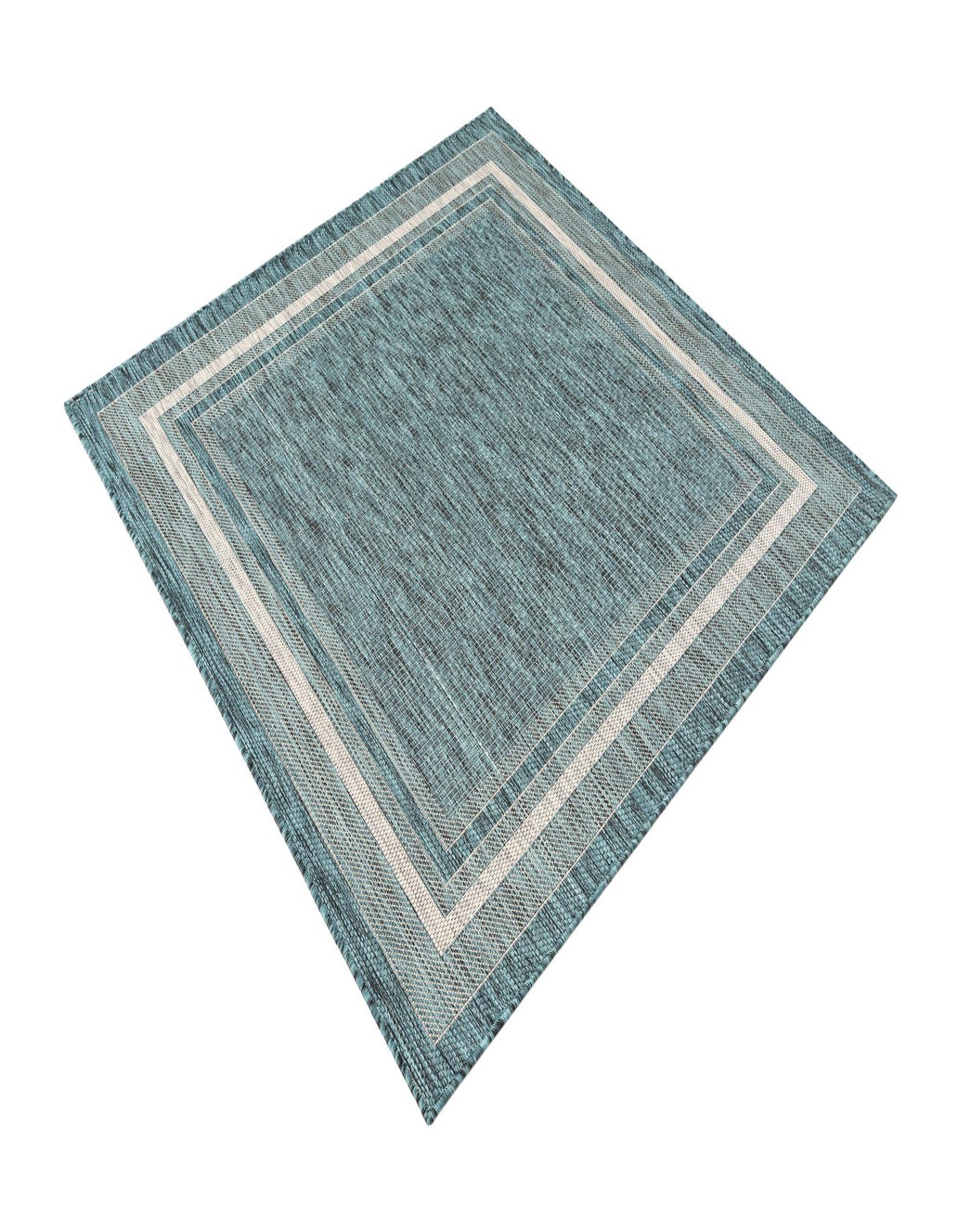 Teal 5' x 5' Border Indoor / Outdoor Square Rug | Rugs.com