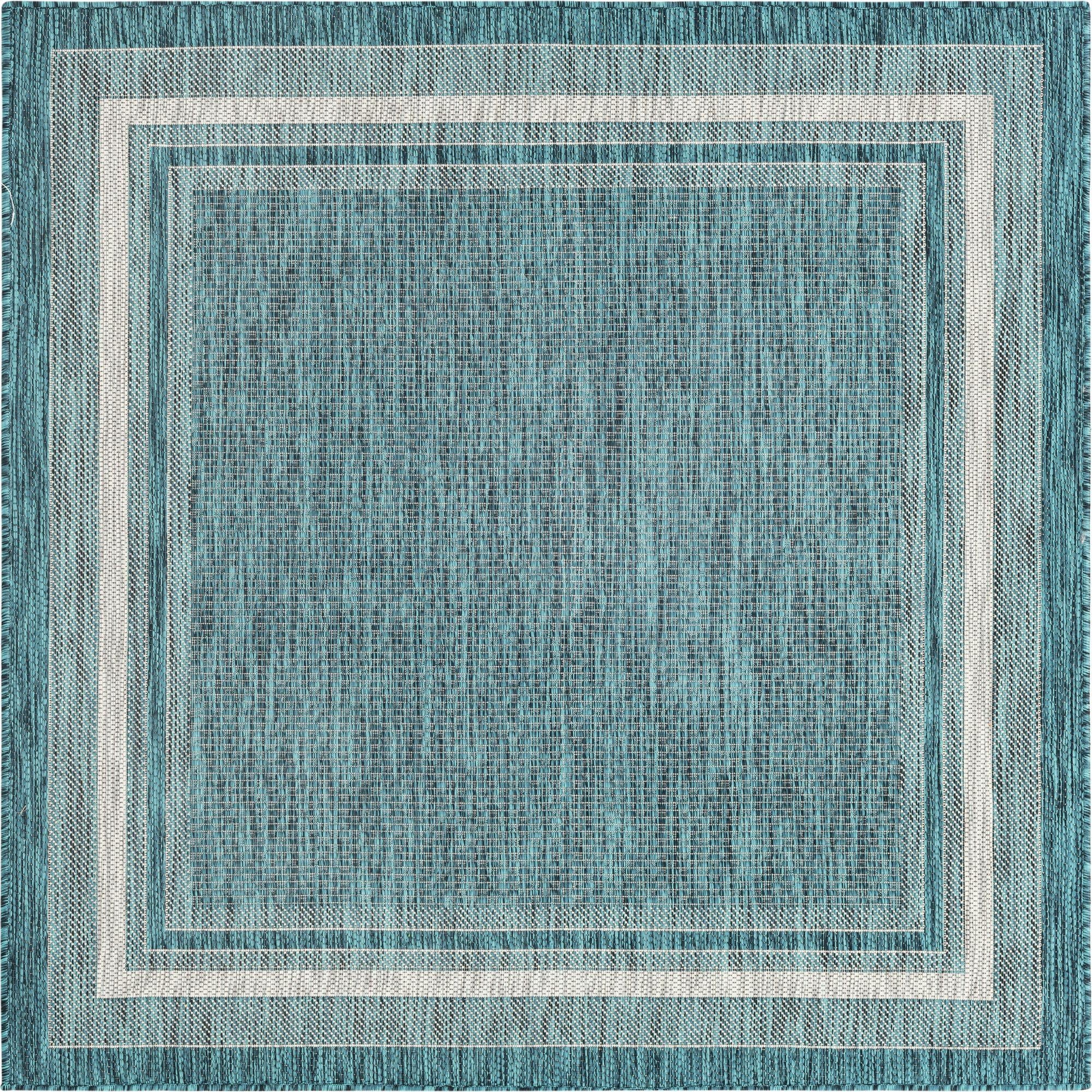  5' 3 x 5' 3  Washable Border Indoor / Outdoor Square Rug