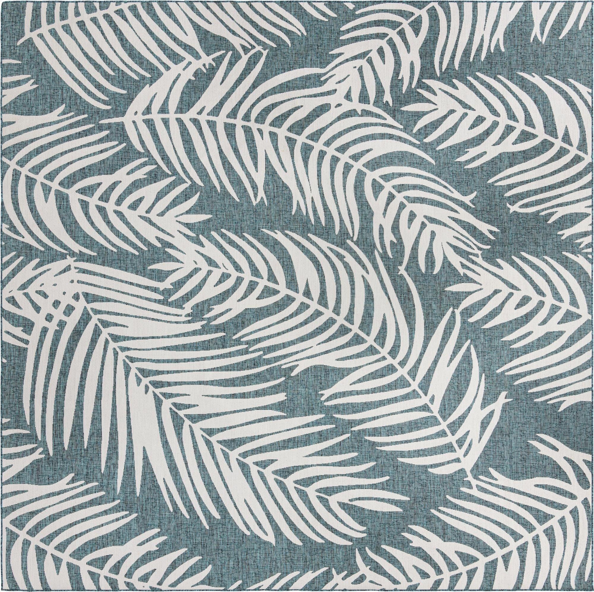  13' x 13'  Washable Botanical Indoor / Outdoor Square Rug