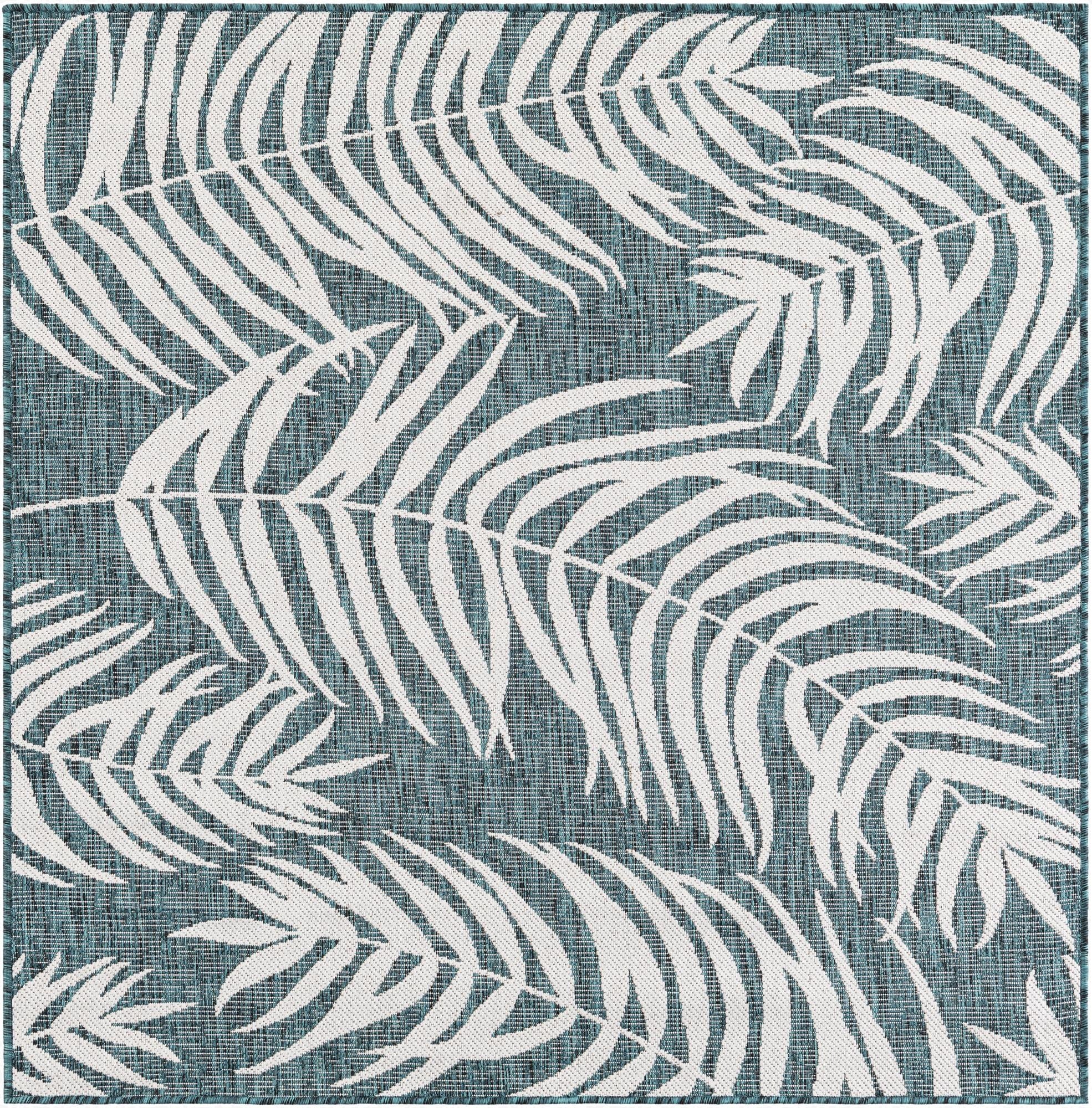  5' 3 x 5' 3  Washable Botanical Indoor / Outdoor Square Rug