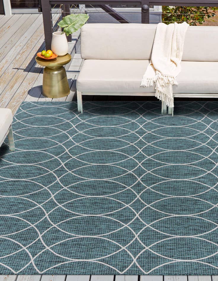 Detail image of  10' x 10'  Washable Lattice Indoor / Outdoor Square Rug
