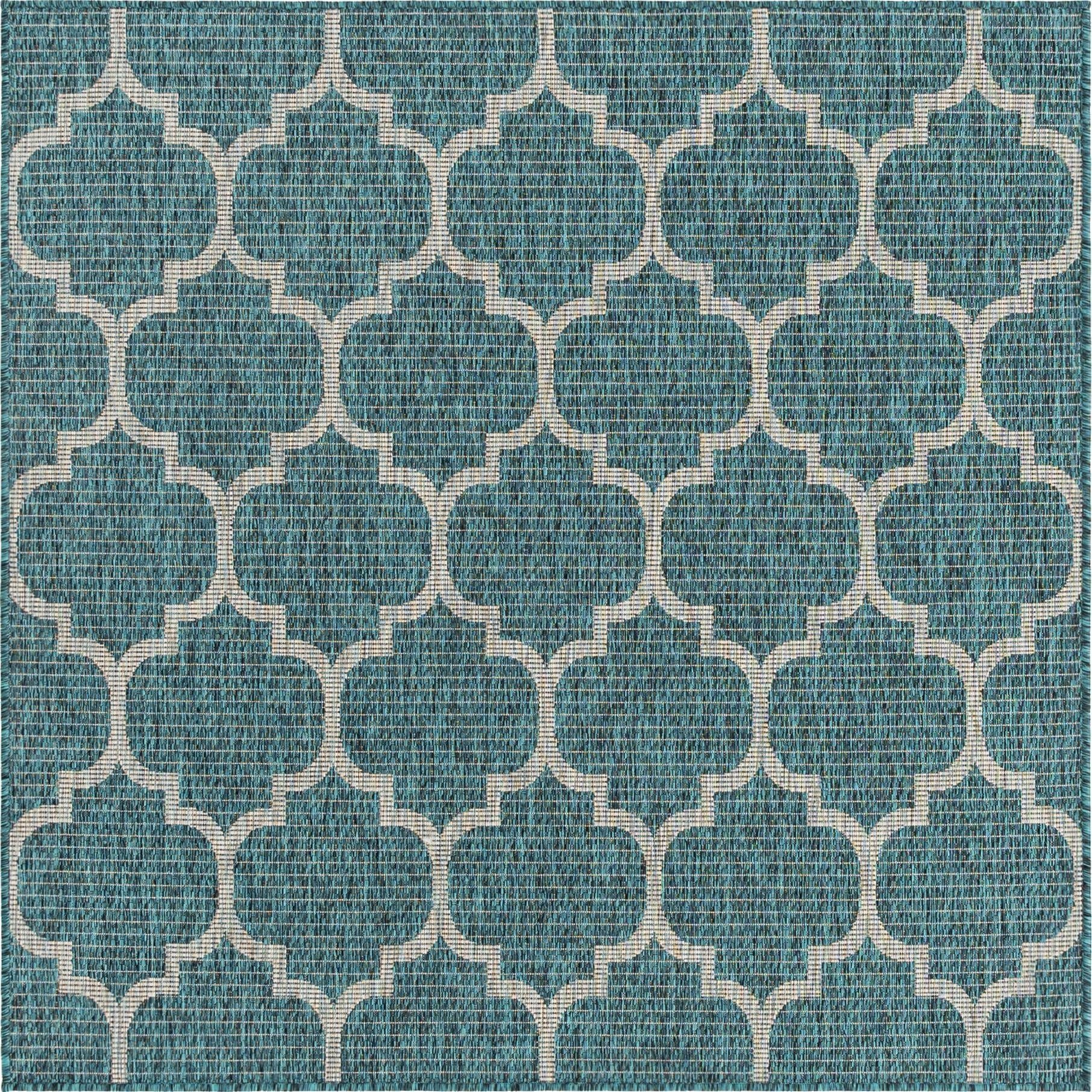  5' 3 x 5' 3  Washable Lattice Indoor / Outdoor Square Rug