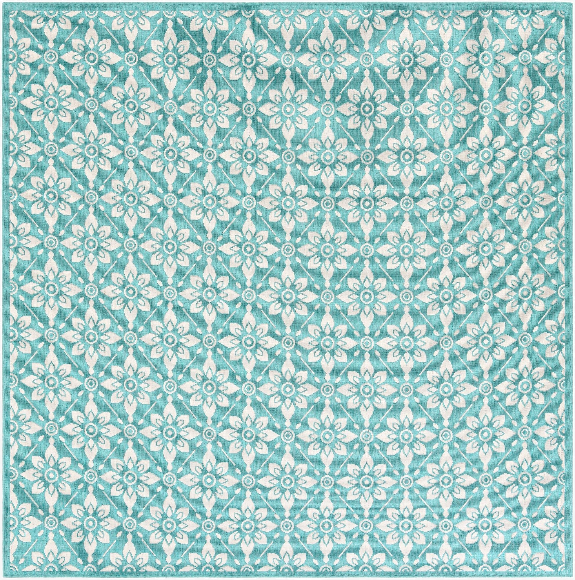  7' 10 x 7' 10  Washable Lattice Indoor / Outdoor Square Rug